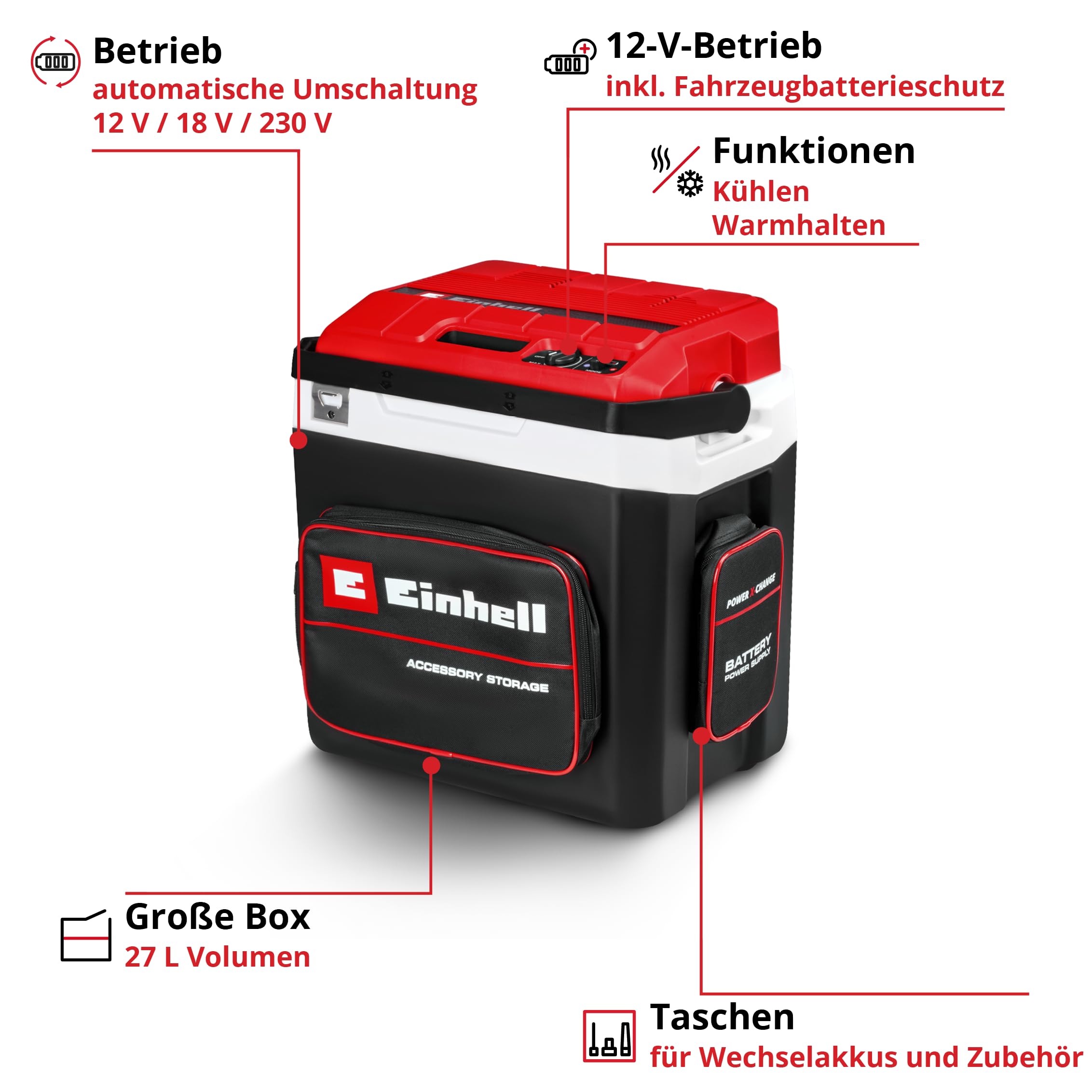 Einhell TE-COL 18/27 Li-Solo Power X-Change Akku-Kühlbox 18 V 27 L Hybrid 12 V 230 V