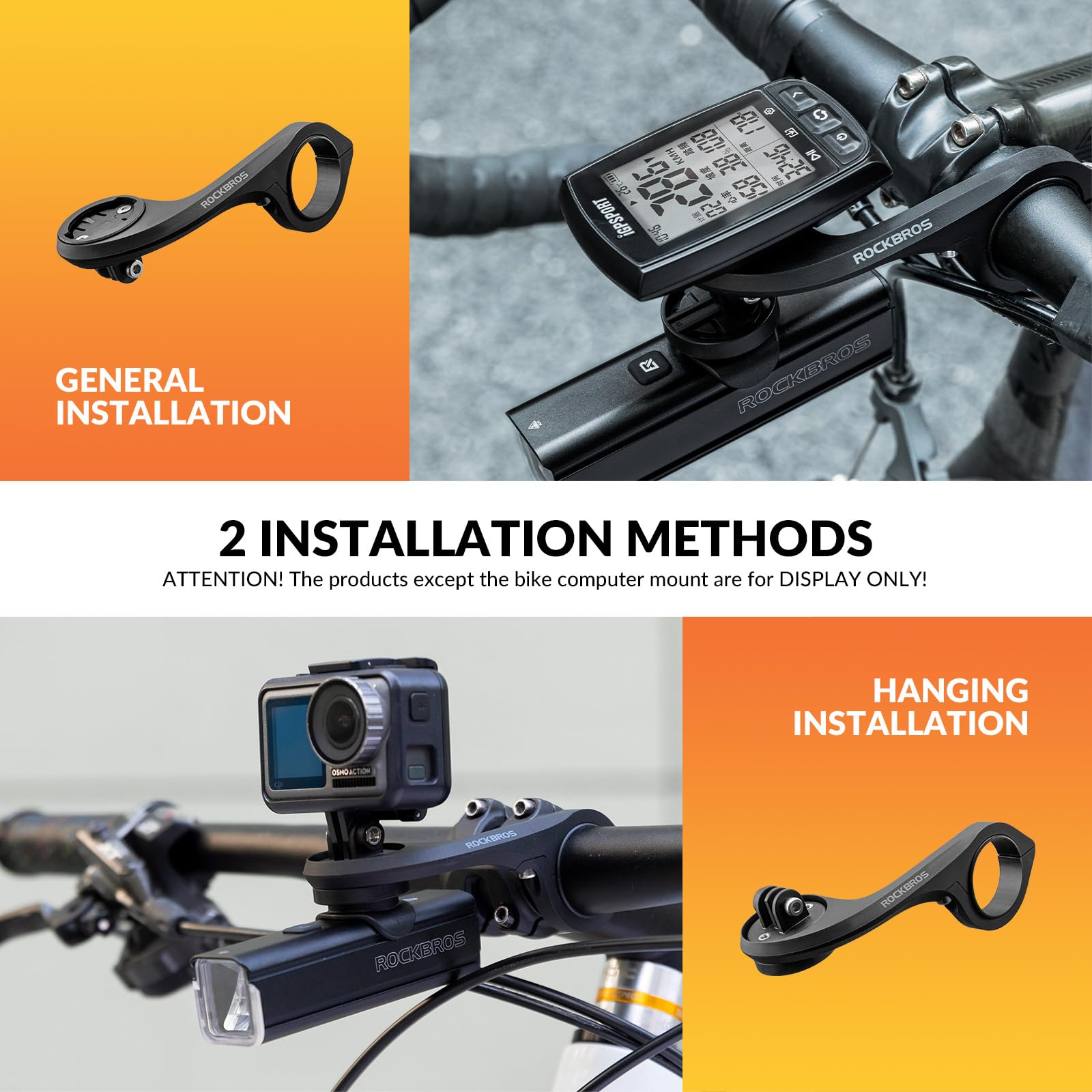 ROCKBROS Uchwyt na Komputer Rowerowy, Mocowanie GPS na Rower, Kompatybilne z Garmin i iGPSPORT, na Kierownicę Rowerową 32-35mm