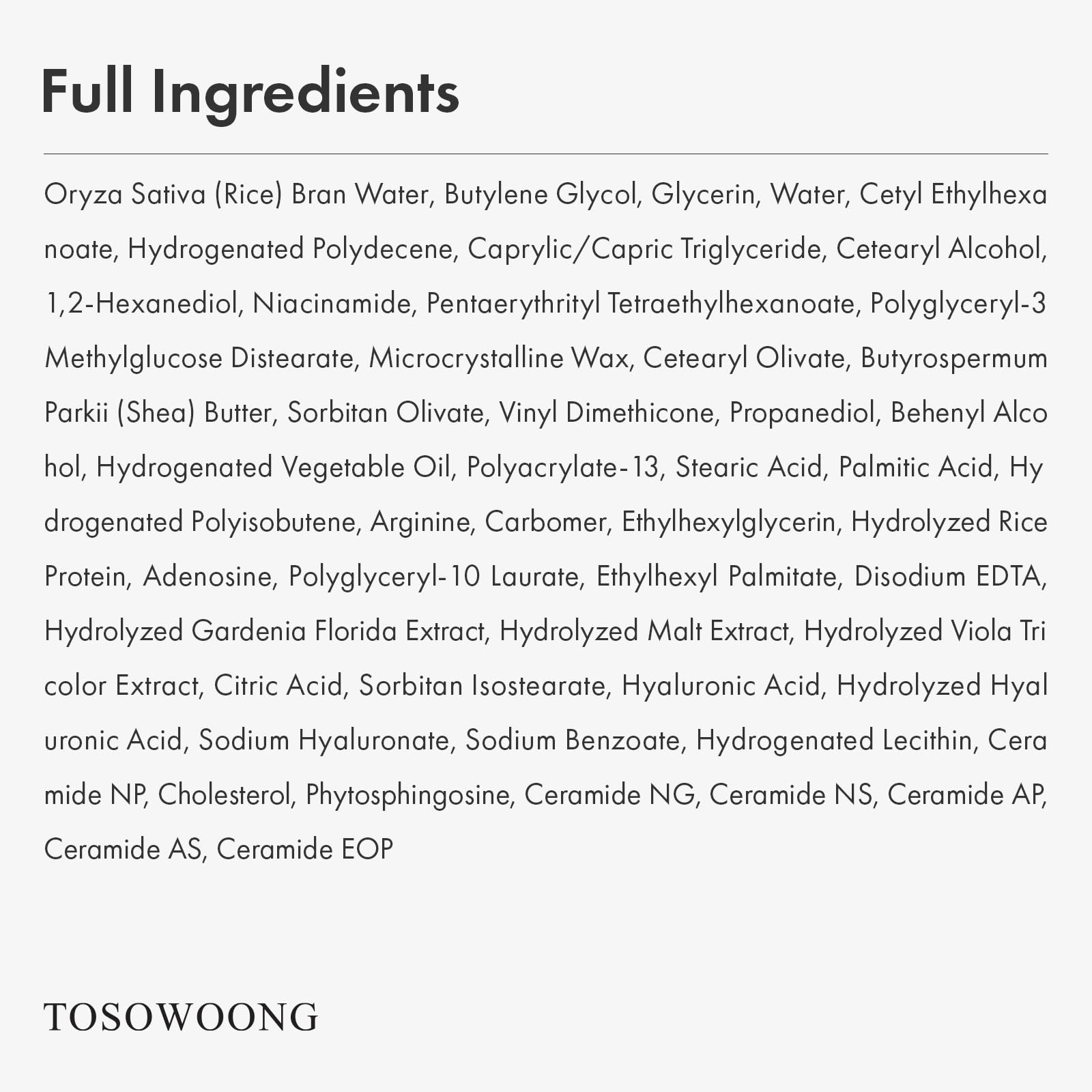 TOSOWOONG Real Glow Rice 42% Barrier Cream with Ceramides, 50ml