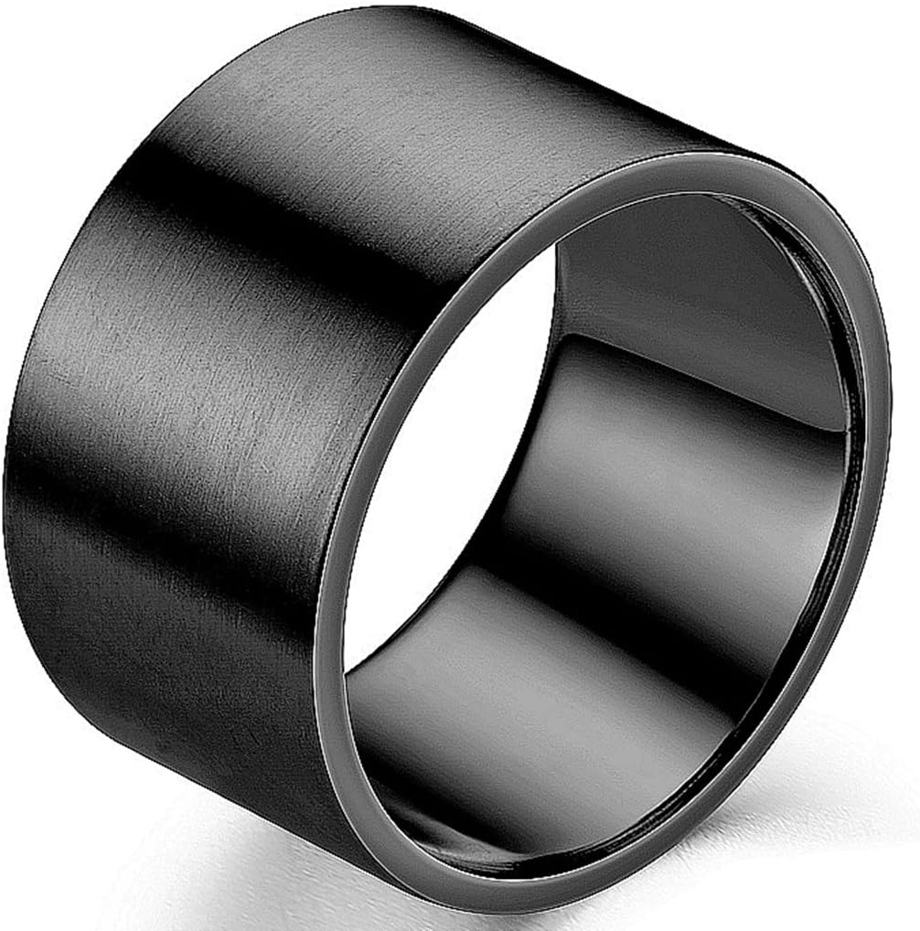 Jude Jewelers 12mm Stainless Steel Matte Brushed Classic Simple Plain Wedding Band Statement Biker Anniversary Ring