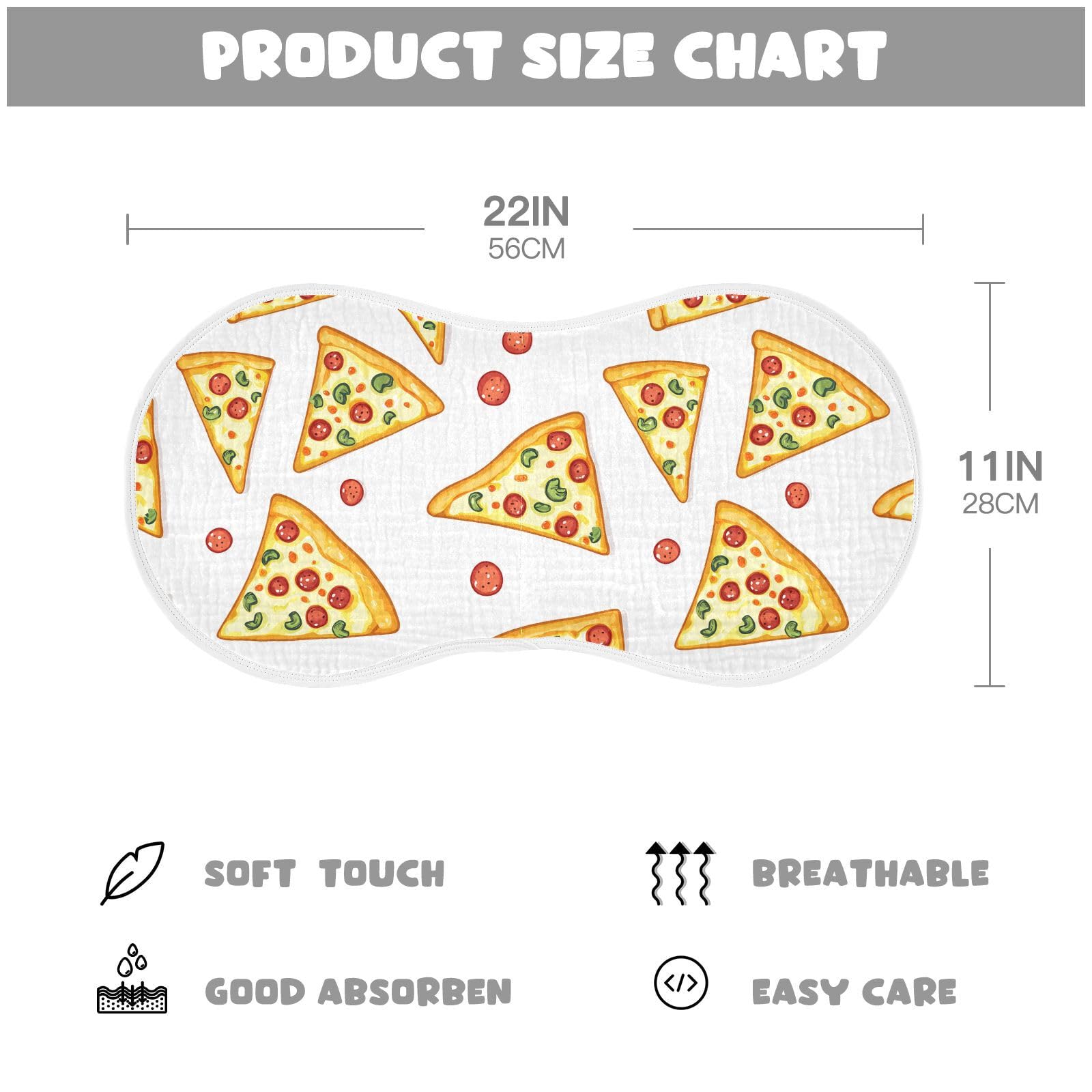 vvfelixl Muslin Burp Cloths Delicious Sliced Pizza Baby Washcloths for Baby Girl Boys 2 Pack