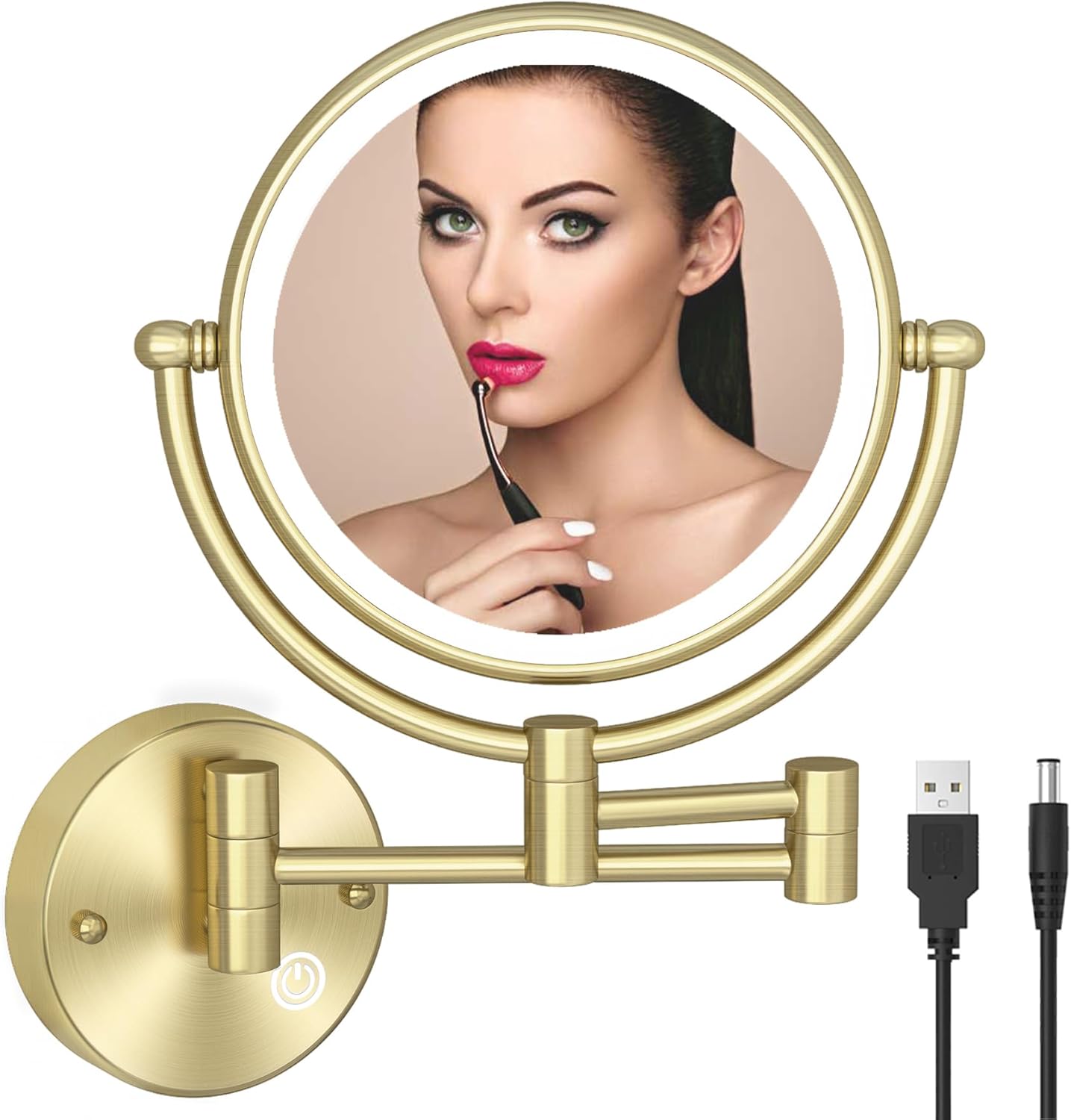 Rechargeable Magnifying Mirror Wall Mounted Mirror Swing