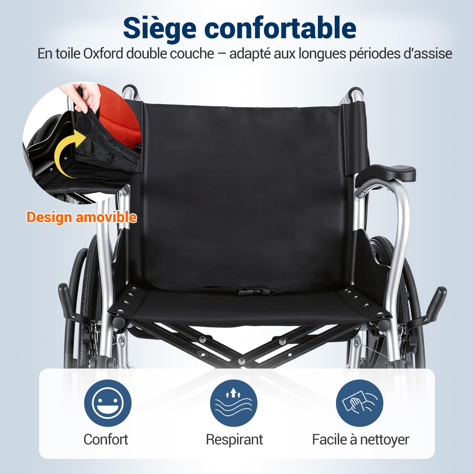 Care-Parents Fauteuil Roulant Léger et Pliable Autopropulsé, Assise 45cm, 11kg, en Aluminium, Chaise roulante adulte,pour Personnes âgées et Handicapées,Jusqu'à 100kg(CP-9536)