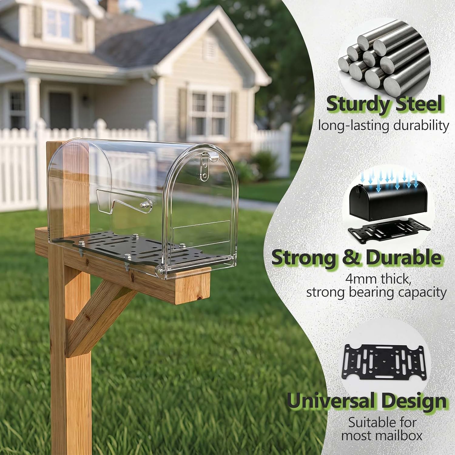 Universal Mailbox Mounting Bracket Board, Plate for Post Mount Mailboxes Fits Most Sizes Mailbox Bracket for Wood or Hollow Posts Mount Mailboxes