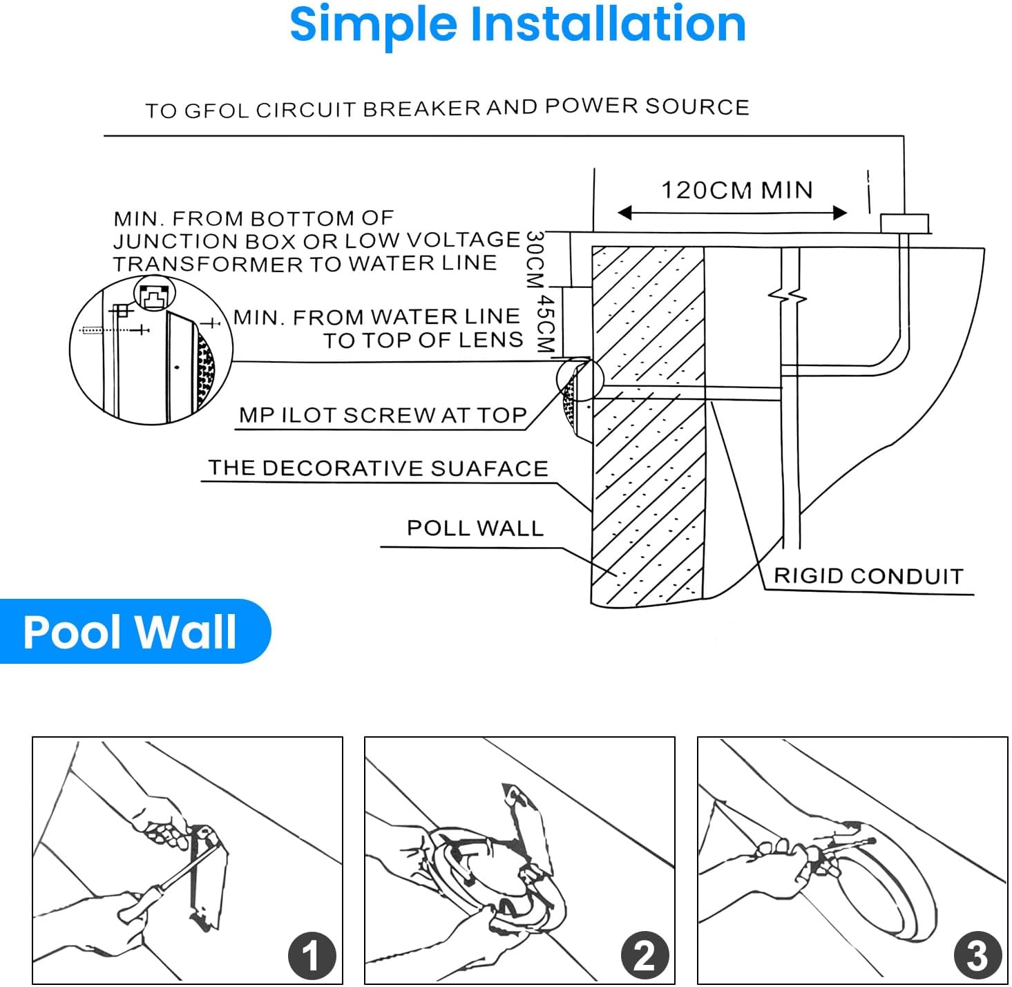 10 Inch Led Pool Lights for Inground Pool, 16 Million RGB Multicolor 12V DC Inground Pool Light, App & Remote Controller, 50 feet Cord,304 Stainless Steel,IP68, Perfect for Pool Parties, Pesorts