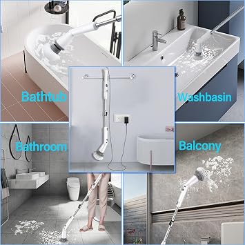 9V Scrubber Charger Fit for Homitt HM115C Electric Spin Scrubber | Power Cord AC Adapter Fit for Homitt Cordless Bathroom Scrubber HM204C HM115CD HM115CG HM115CW Cleaning Brush, 2 Prong