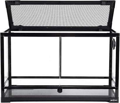 REPTI ZOO Tempered Glass Reptile Terrarium 30 Gallon, Wide Reptiles Tank 30" x 12"x 18" for Reptile Pets Bearded Dragon Gecko Lizard, Double Front Opening Doors Top Screen Ventilation