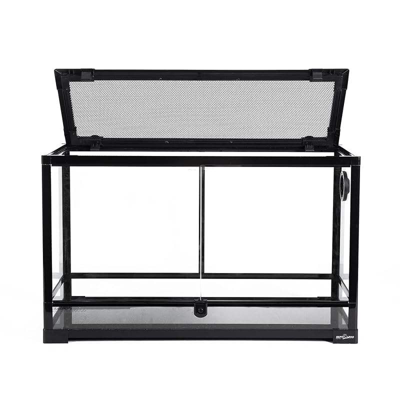 Terrário de Vidro Temperado para Répteis REPTI ZOO RK301218 com Portas Frontais e Ventilação Superior, 113,6 L