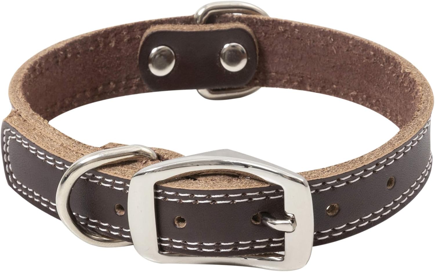 100% Genuine Leather Dog Collar, Ultra-High Strength Alloy Hardware Double D-Ring Best for Small,Medium,Large Dogs,Brown Dog Collars