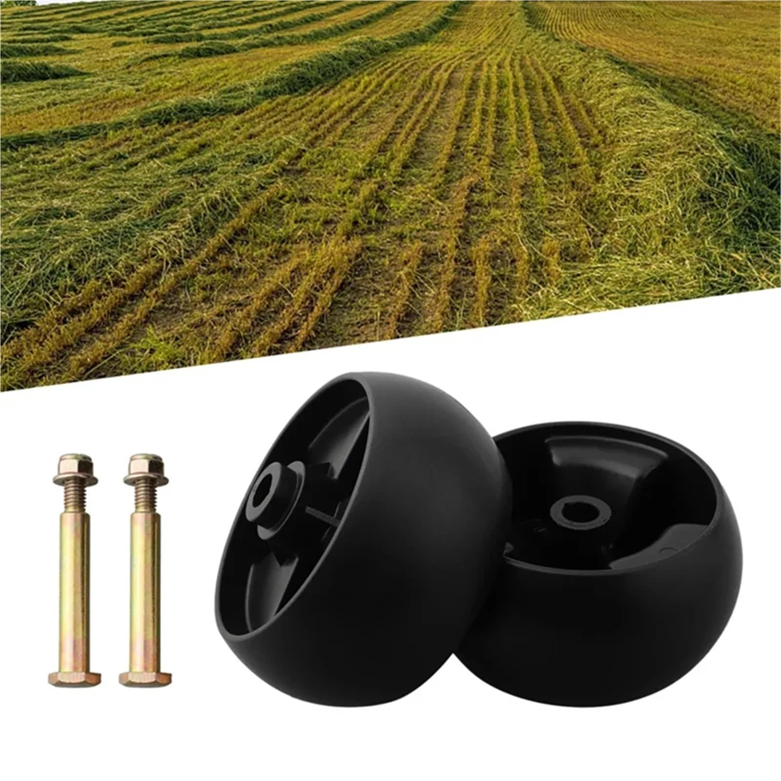 Ruedas de cubierta de 5 pulgadas con pernos de eje para cortacéspedes y máquinas de jardín | Ruedas de plástico duraderas, fácil instalación, perfectas para soporte de cubierta de tractor de césped.