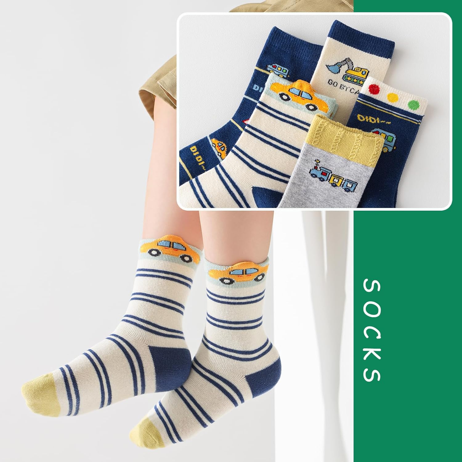 Boys Crew Socks Dinosaur Train Truck Car Pattern Toddler Kids Socks Children Cute Cartoon sock 2t-3t 4t-5t 6-8 - Image 5