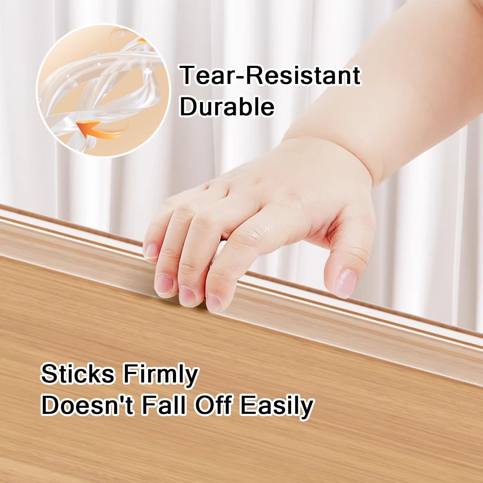 Stabile Tischkantenschutzstreifen,Treppenstufen Schutzstreifen,auf Maß Zuschneidbar,Leicht Zu Reinigen,Formstabil,Selbstklebende Rückseite,für Tischkanten(Transparent,6 m/19.6 ft)