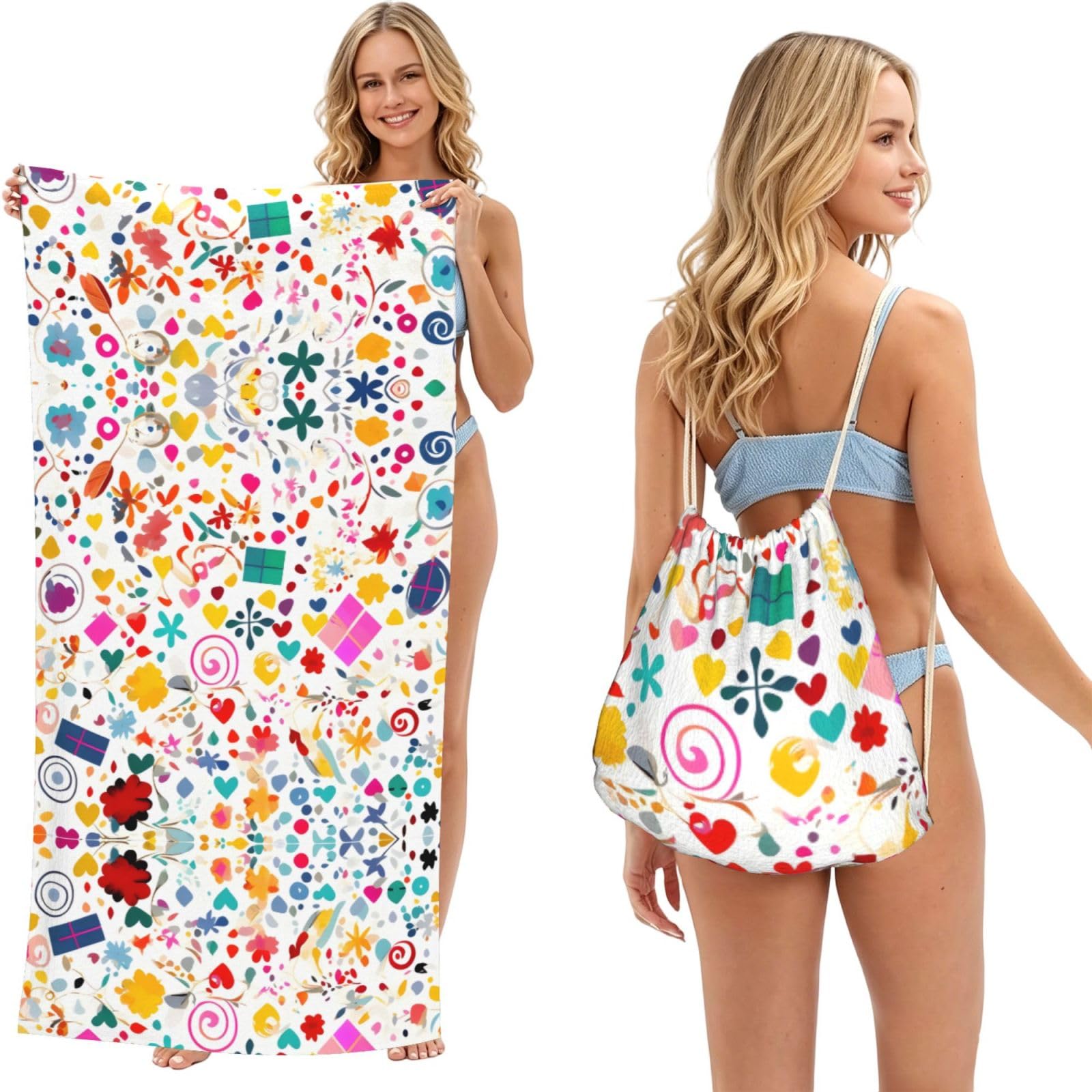 SXZVVBN Happy Birthday Background 2-in-1 Beach Towel Bag, Quick Dry Sand Free Travel Towel Backpack for Adults