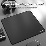 ATTACK SHARK CM02 eSports Gaming Mouse Pad, Water Resistant Coating Large Mouse Mat, Fine Sand-Like Texture Surface, Slip-Resistant Bottom, Micro-Knit Stitched Edges, 450x400x4mm - Black - 2