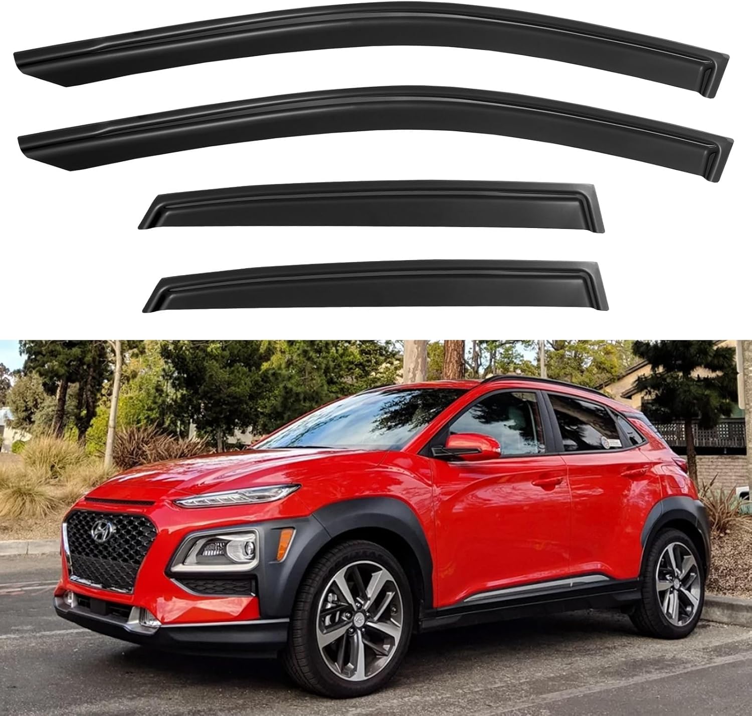 window visors rain guards for 2018-2023 hyundai kona, out-channel window vent wind deflectors visors shades for 18-23 kona