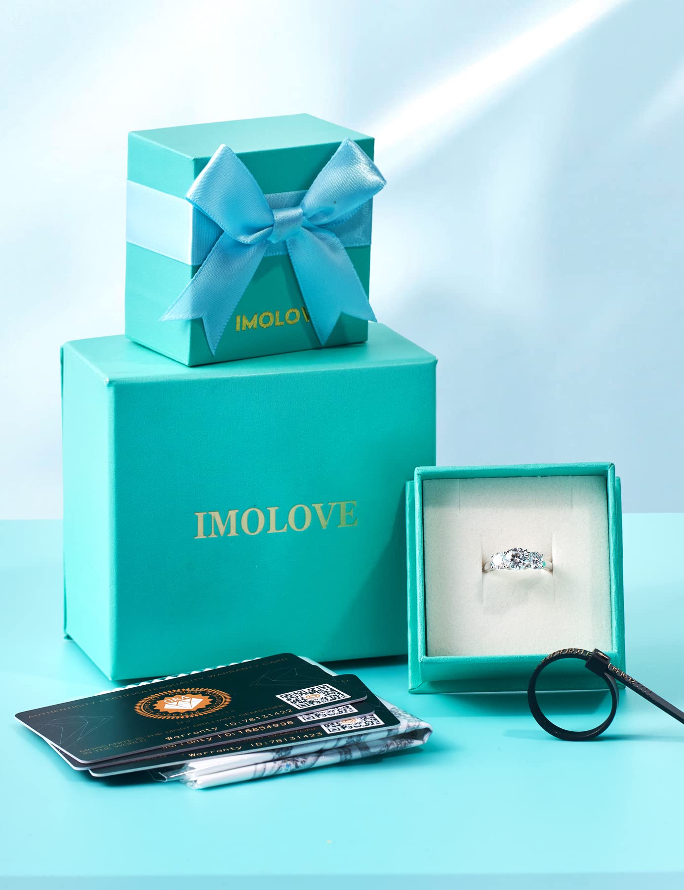 IMOLOVE Fedi nuziali in moissanite da donna in argento Sterling 925 placcato oro bianco 18 carati, 2 carati, colore D 2 carati, anelli di fidanzamento VVS1 con strass rotondi creati