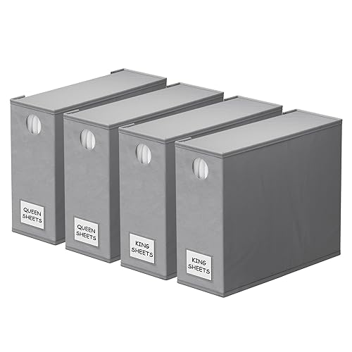4 Pack Bed Sheet Organizers and Storage, Foldable Organizer for
