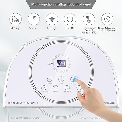 Miniatura 4 de Giantex Masajeador de pies con calor, 2 rodillos, 4 masajeadores Shiatsu, control de temperatura, temporizador, ducha de 3 ángulos, caja de