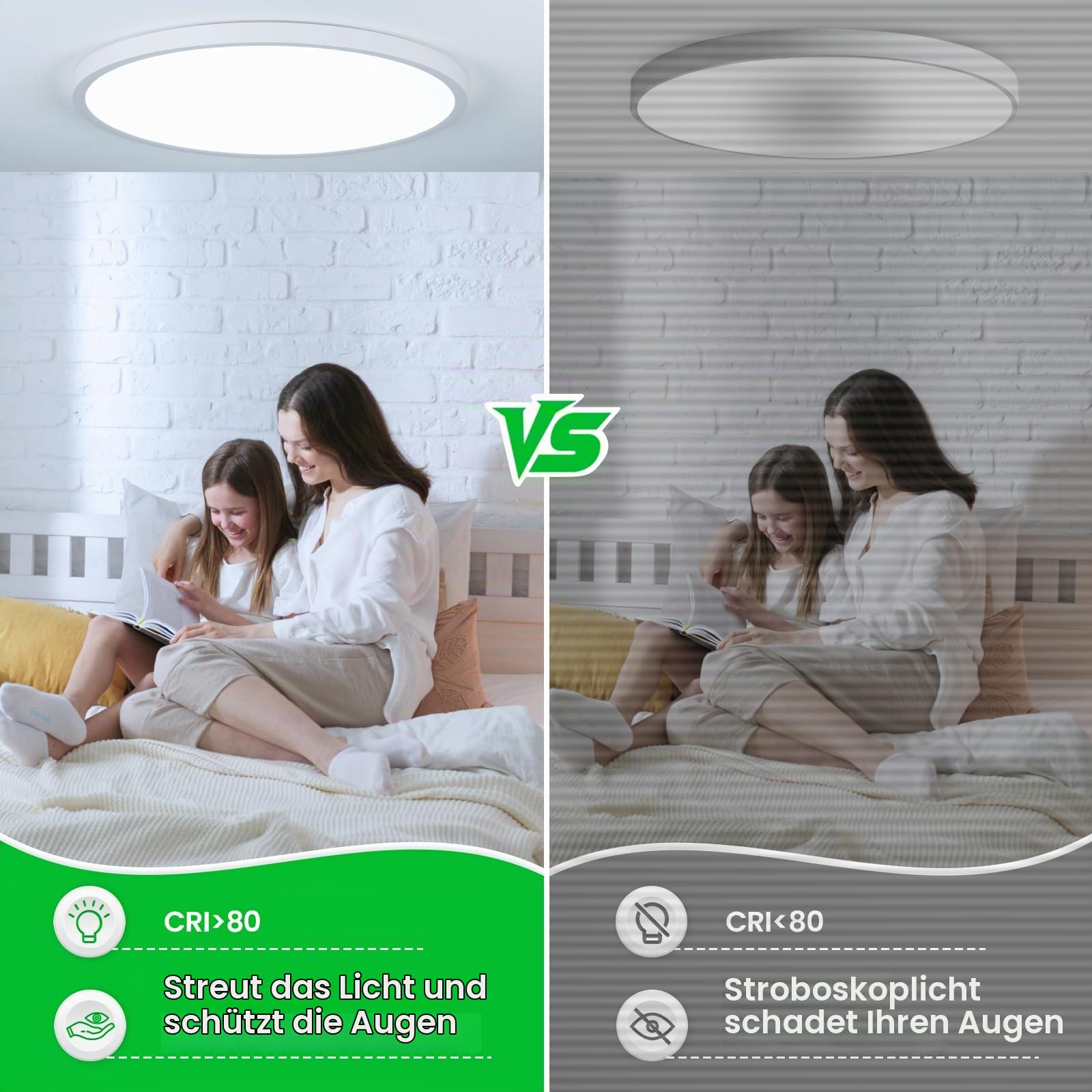 OTREN LED Deckenleuchte 52W, 50cm Rund, 5200LM Flach, 6500K Kaltweiß, IP44 Spritzwassergeschützt, Weiß, Moderne Deckenlampe für Wohnzimmer,Schlafzimmer,Küche& Badezimmer