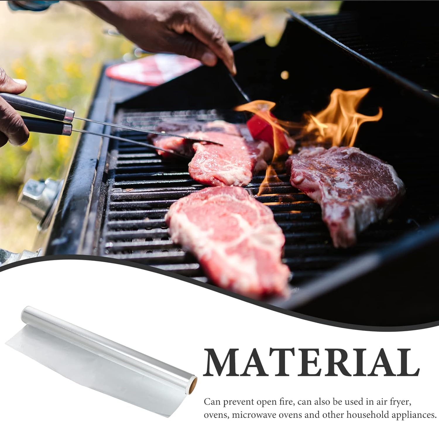 Hemoton 1roll Kitchen Aluminum Foil Heavy Duty Bbq Grill Wrap Sawtooth Cutter for Cooking Baking Food Service