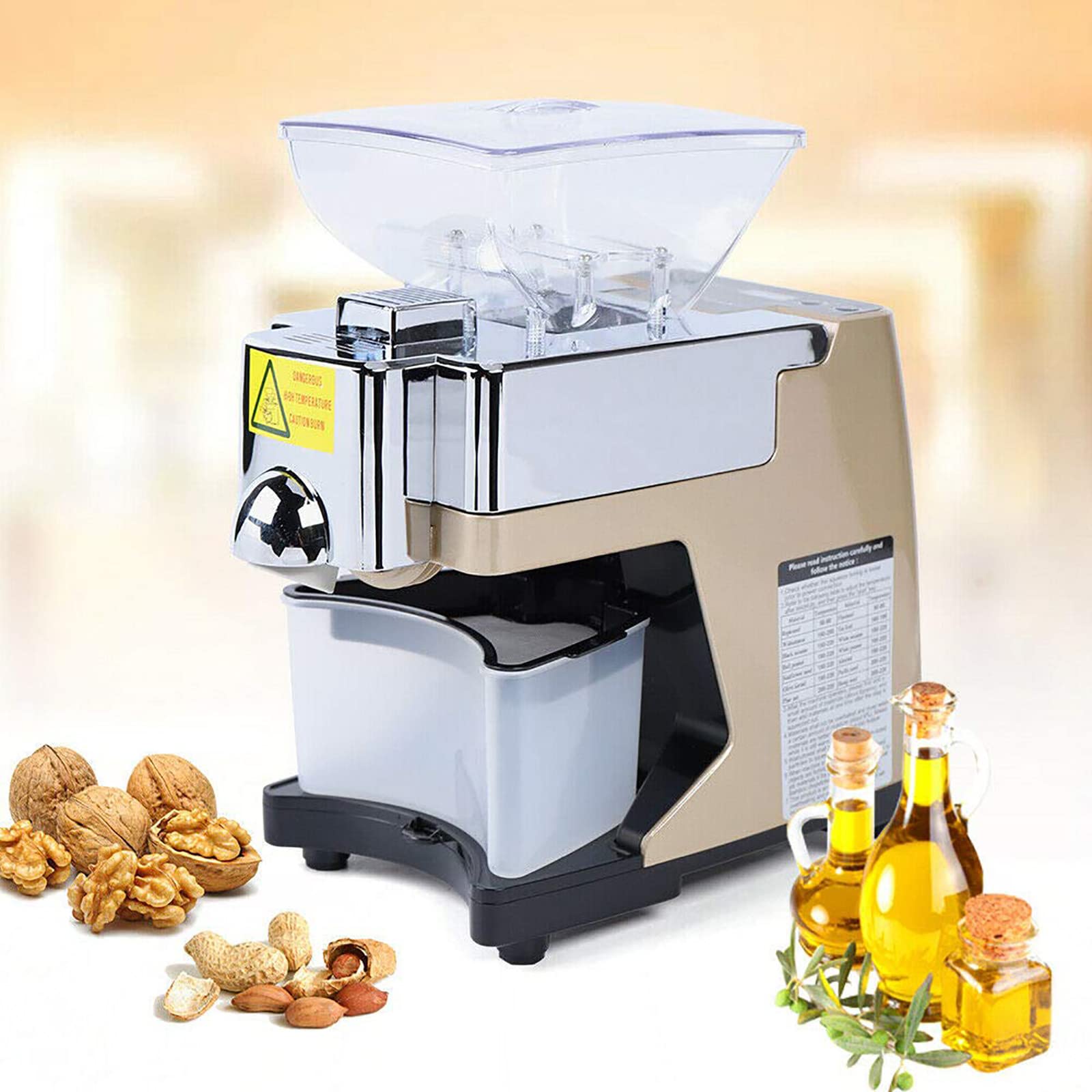 Máquina de prensa de aceite de cocina con indicador de voz inteligente, extractor de aceite de expulsor de aceite automático eléctrico para semillas de nuez, exprimidor de oliva, aguacate, coco, oli