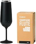 Huski Champagne Flute | Nouveau design primé avec tige amovible en acier inoxydable haut de gamme verre de champagne avec lime 240ml Grande capacité (Champagne)