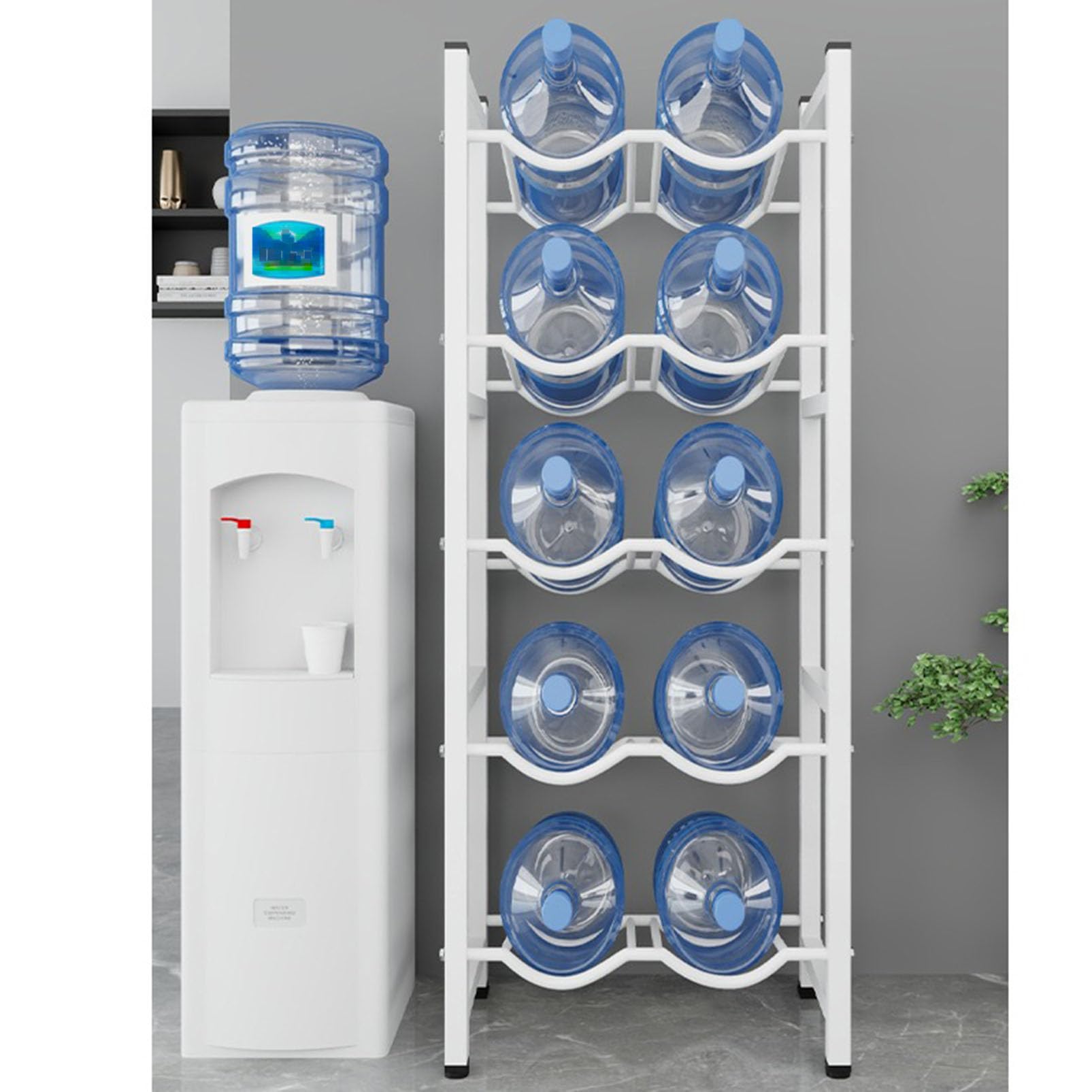 Soporte y dispensador de botellas de agua de alta resistencia – Estante de 5 galones para cocina, oficina, despensa, garaje y almacén – Solución de almacenamiento de enfriador de agua