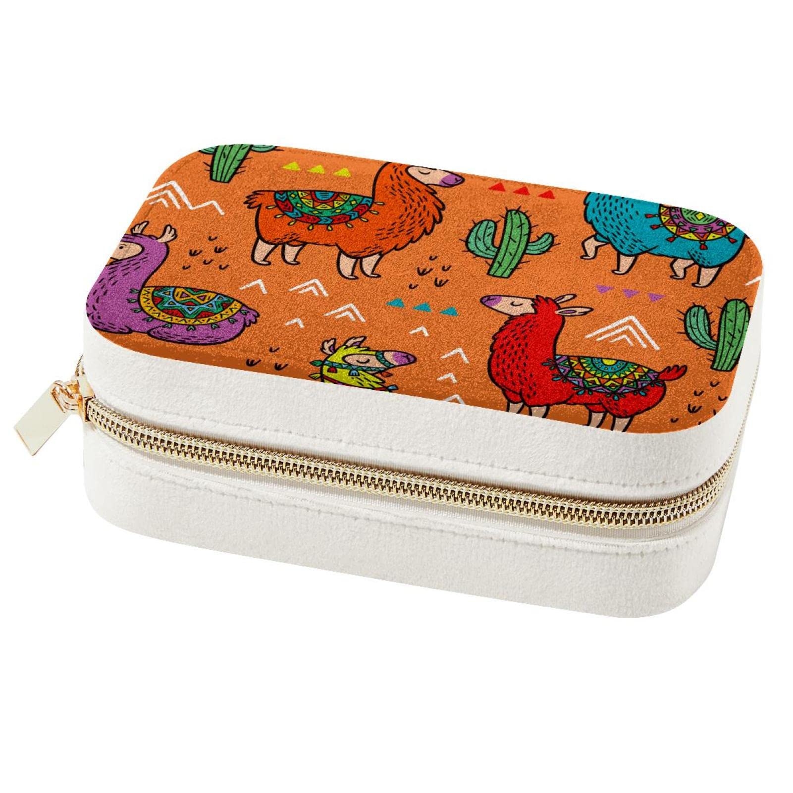 Écrin à bijoux de voyage rigide motif cactus : mini coffret finitions cuir et velours