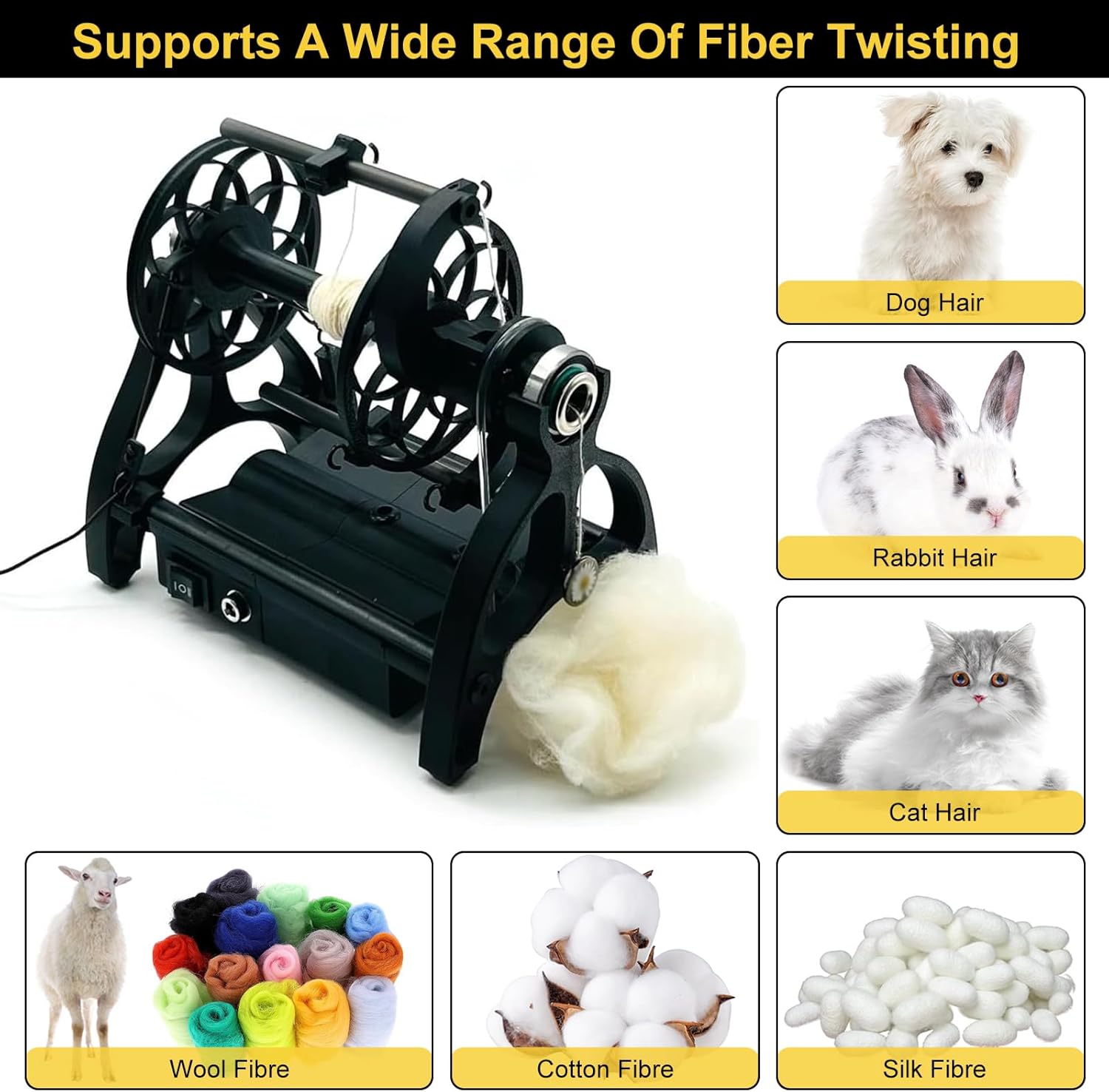 Electric Yarn Spinner Kit with Foot Controller & 3 Bobbins, Small Yarn Winder with Forward & Reverse