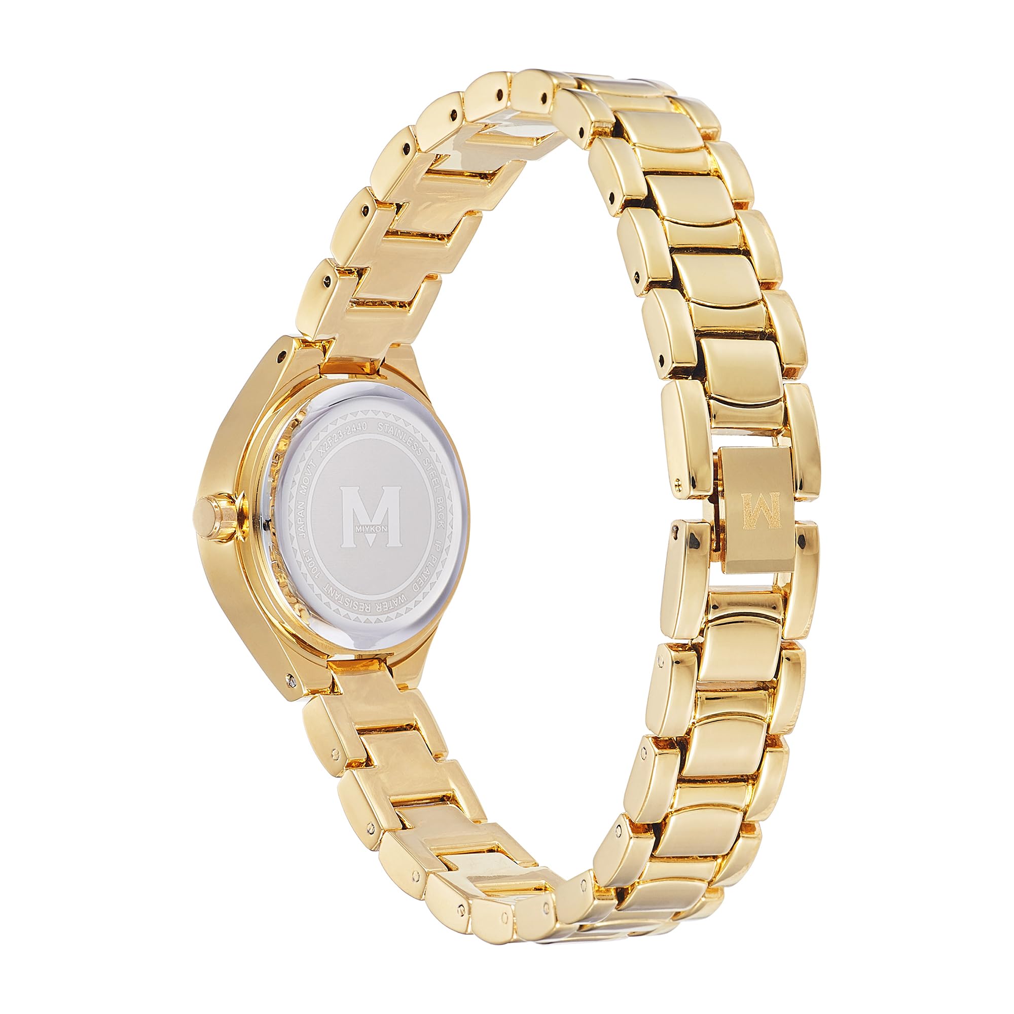 Miykon Relojes de plata y oro para mujer, pequeño y delicado reloj para mujer con cristales auténticos, pulsera de joyería para mujer pulida con iones, vidrio resistente a los arañazos, cuarzo japonés