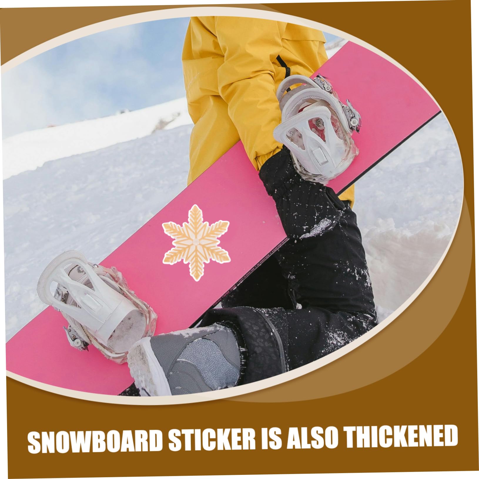 BESPORTBLE Snowboard Sticker Pad 3D Snowflake Grip Pads Anti-Slip Decal for Outdoor Skiing Plastic Gold
