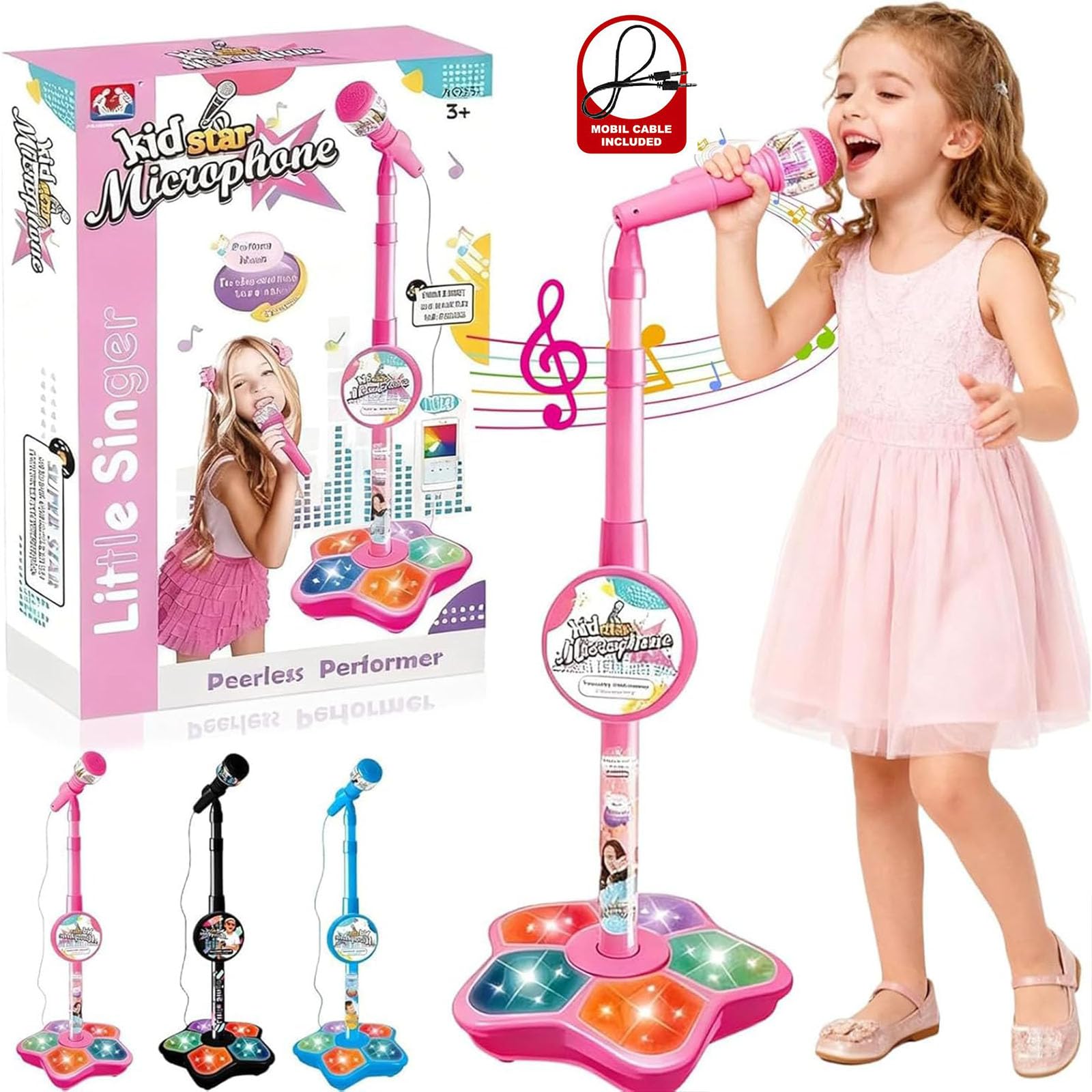 2026 Upgate kids karaoke machines, Kids Microphone and Stand Adjustable, Kids Karaoke Sing Musical Toy with Stand & Bluetooth