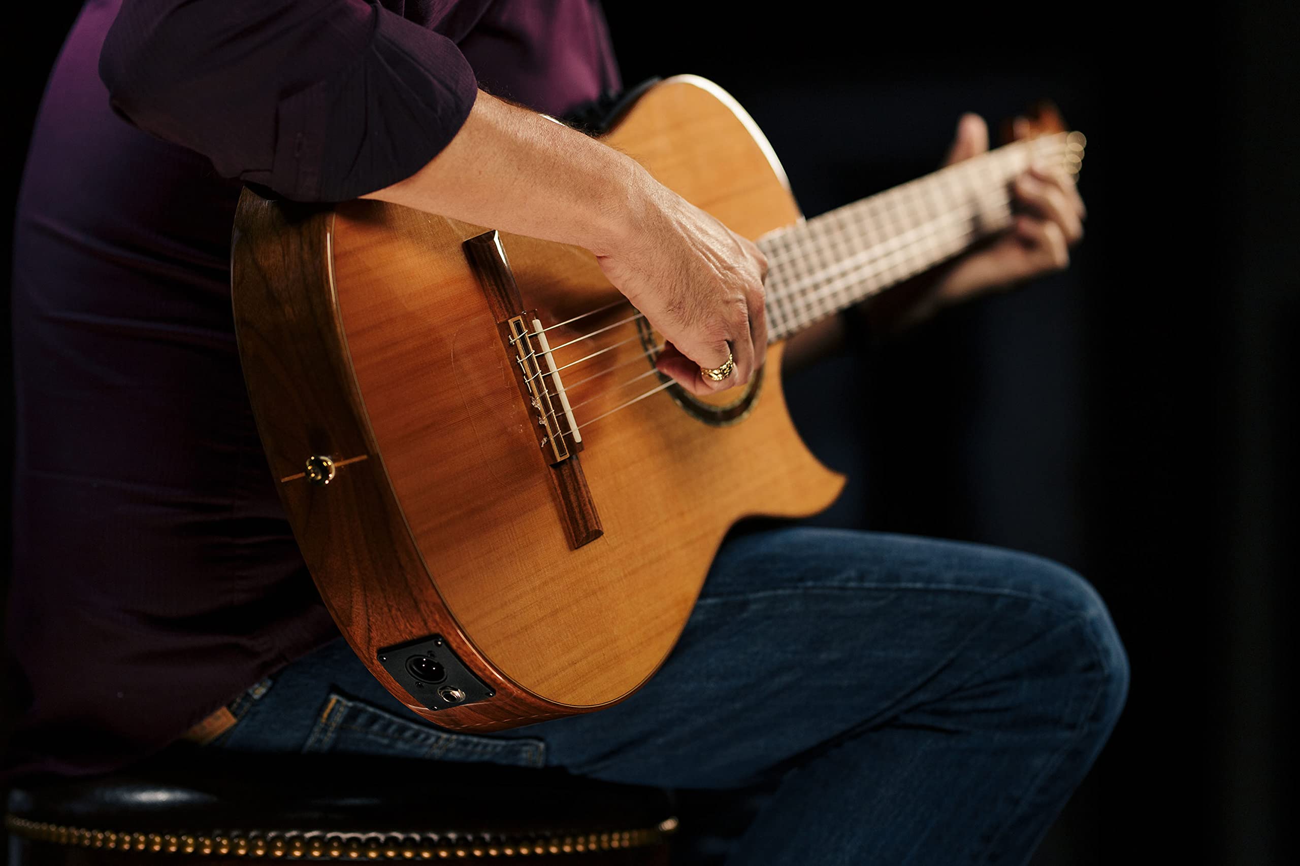 Ortega Ben Woods Signature Guitar Reversed Headstock Nylon 6 Corde + Custodia morbida Ben Woods - Sistema Fishman -Ortega con uscita XLR (FLAMETAL-TWO)