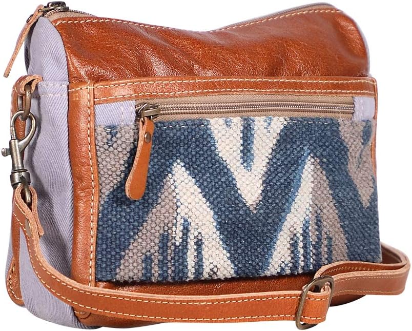 Myra Bags Indigo Charm Canvas, leather & Rug Crossbody Bag S-1919
