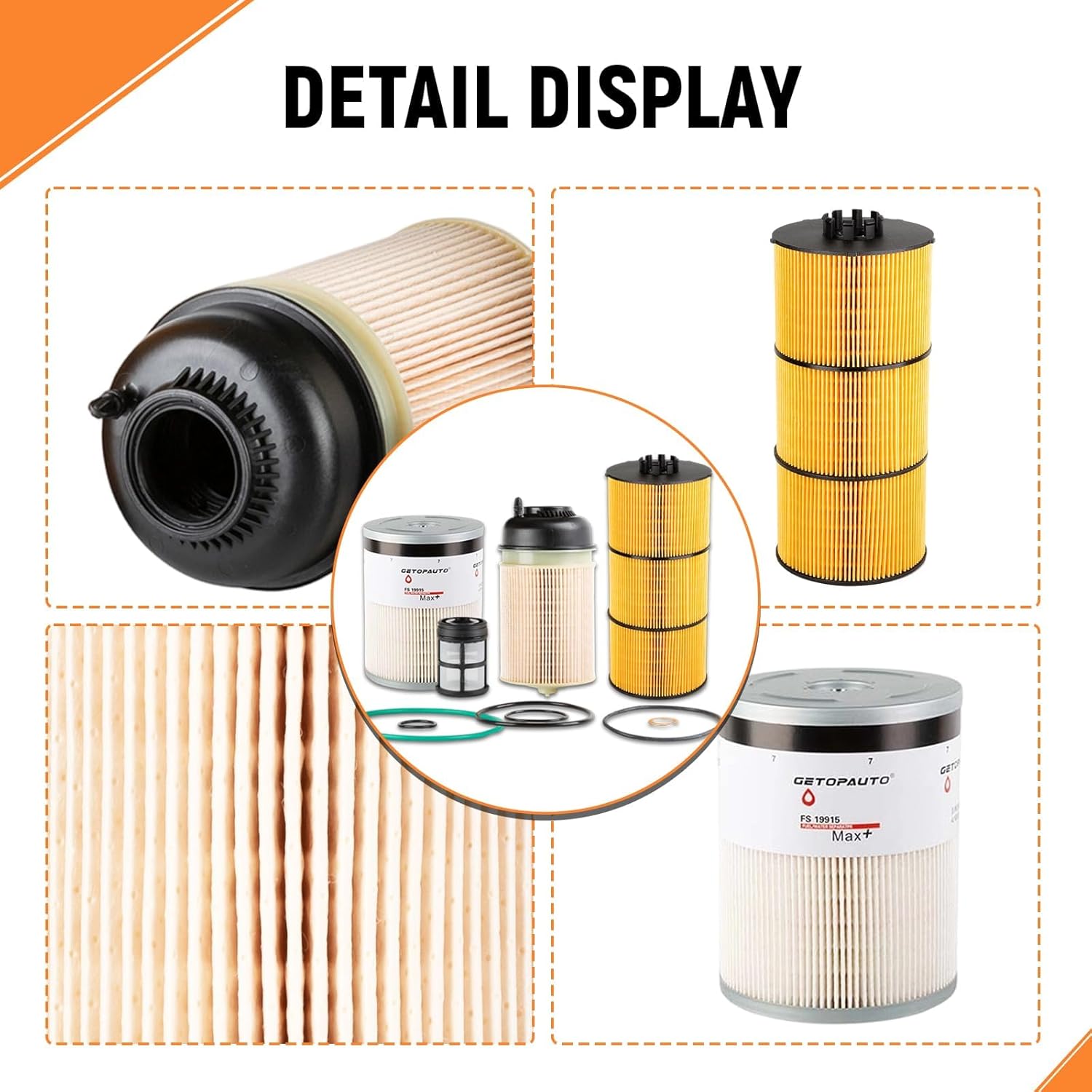Filter Service Kit Compatible With Detroit DD13 DD15 DD16 Oil, FWS & 2 Fuel Filter Kit Replaces FS19915 PF9908 P551005