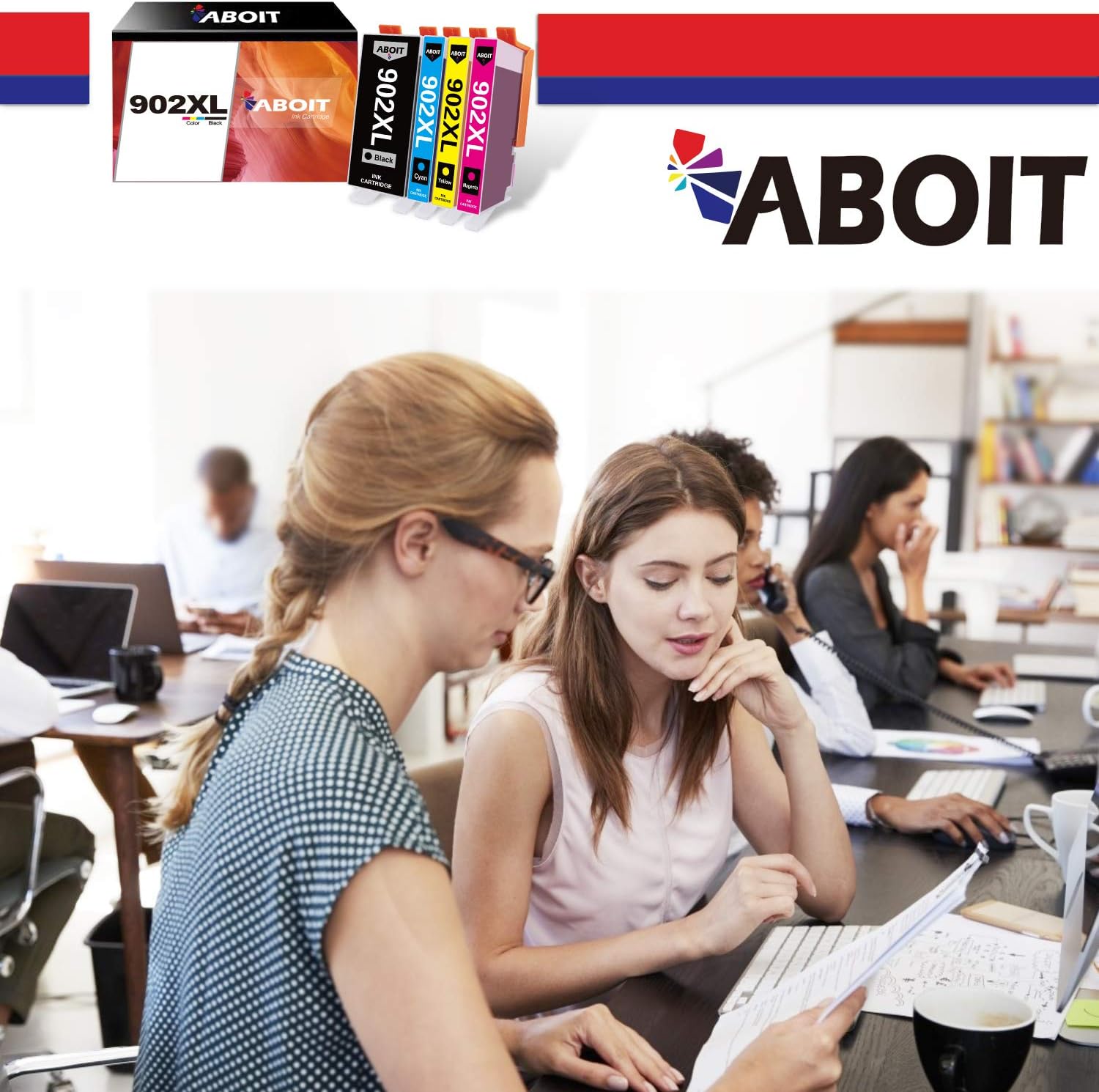ABOIT Compatible Ink Cartridge Replacement for HP 902XL 902 XL Ink to use wtih Officejet Pro 6978 6968 6958 6960 6962 6954 Printers (Black, Magenta, Cyan, Yellow, 4 Pack)