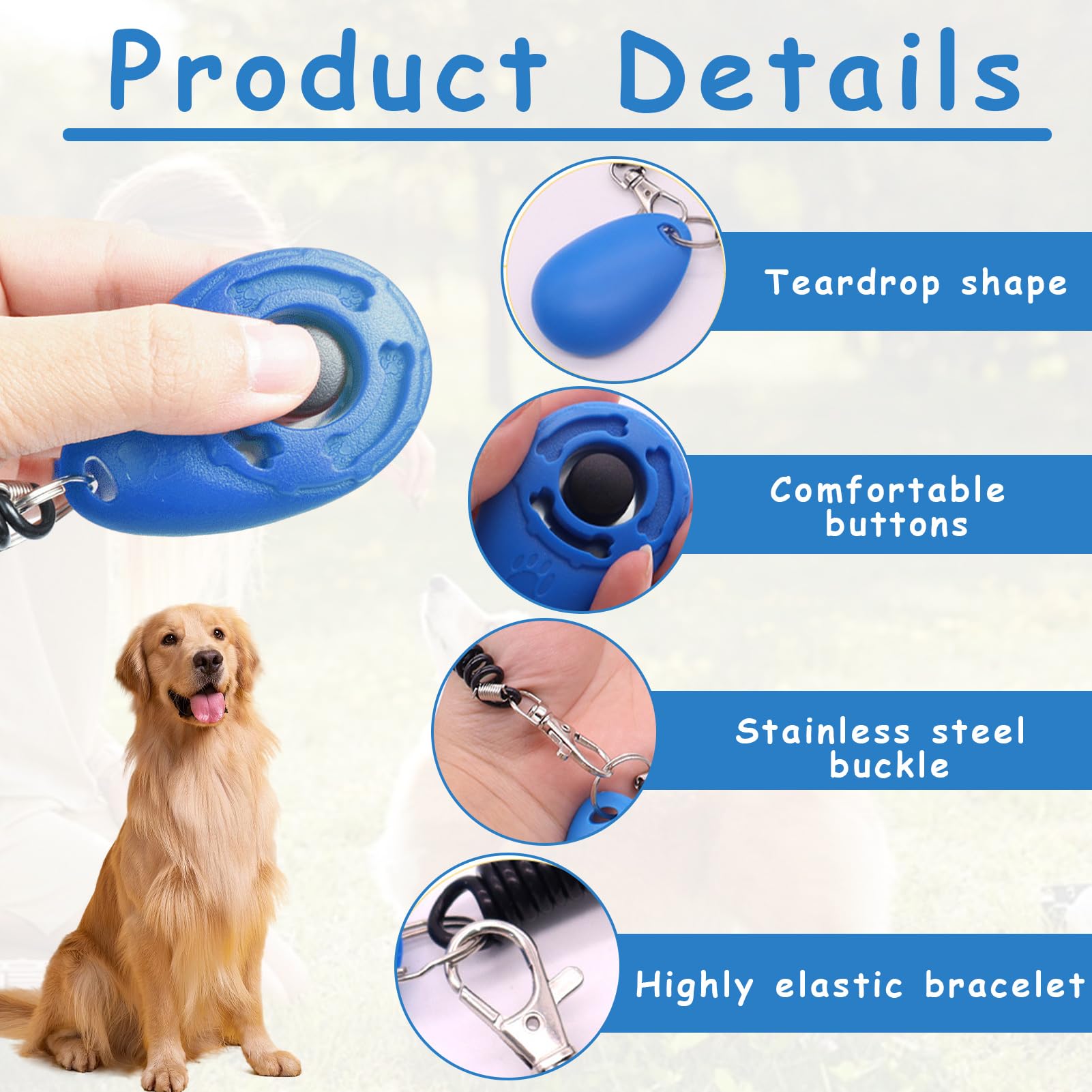 4 PCS Clicker Chien Dressage,Multicolore Clickers de Dressage pour Animaux de Compagnie avec Dragonne,Professionnel Clicker Chien Commandement Training pour Chien Chat Cheval