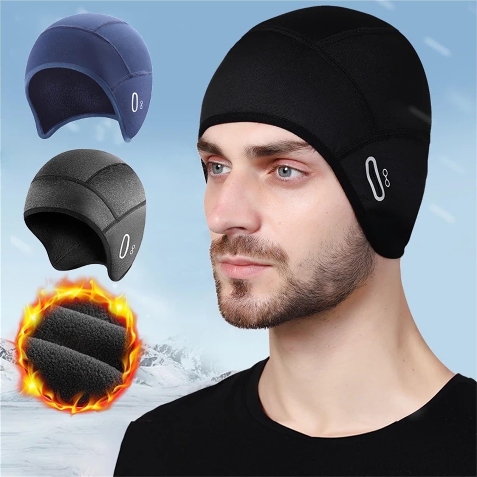 2 stücke Winter Im Freien männer Radfahren Kappe Winddicht Thermische Ski Helm Liner Laufen Skifahren Motorrad Hut Männer Frauen Bike headwear FüR Radfahren