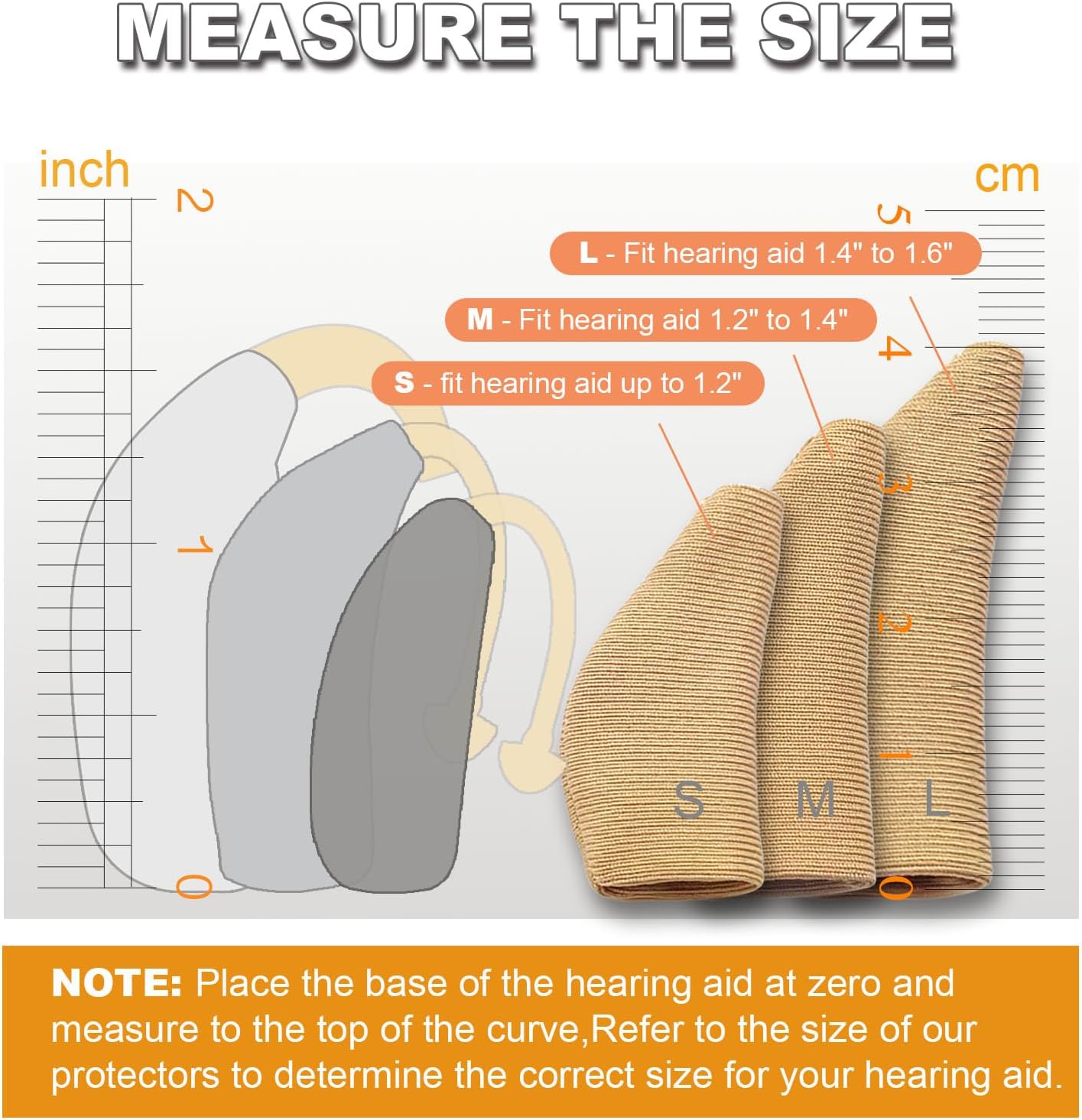Hearing Aid Covers Protect Hearing Amplifiers from Sweat, Dirt and Moisture, Fits Hearing Instruments 1.2” to 1.4” (Beige, Medium)