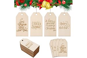 Whaline 32Pcs Rustic Happy Holidays Tags with Twine for Xmas Winter Party Gift Decorations