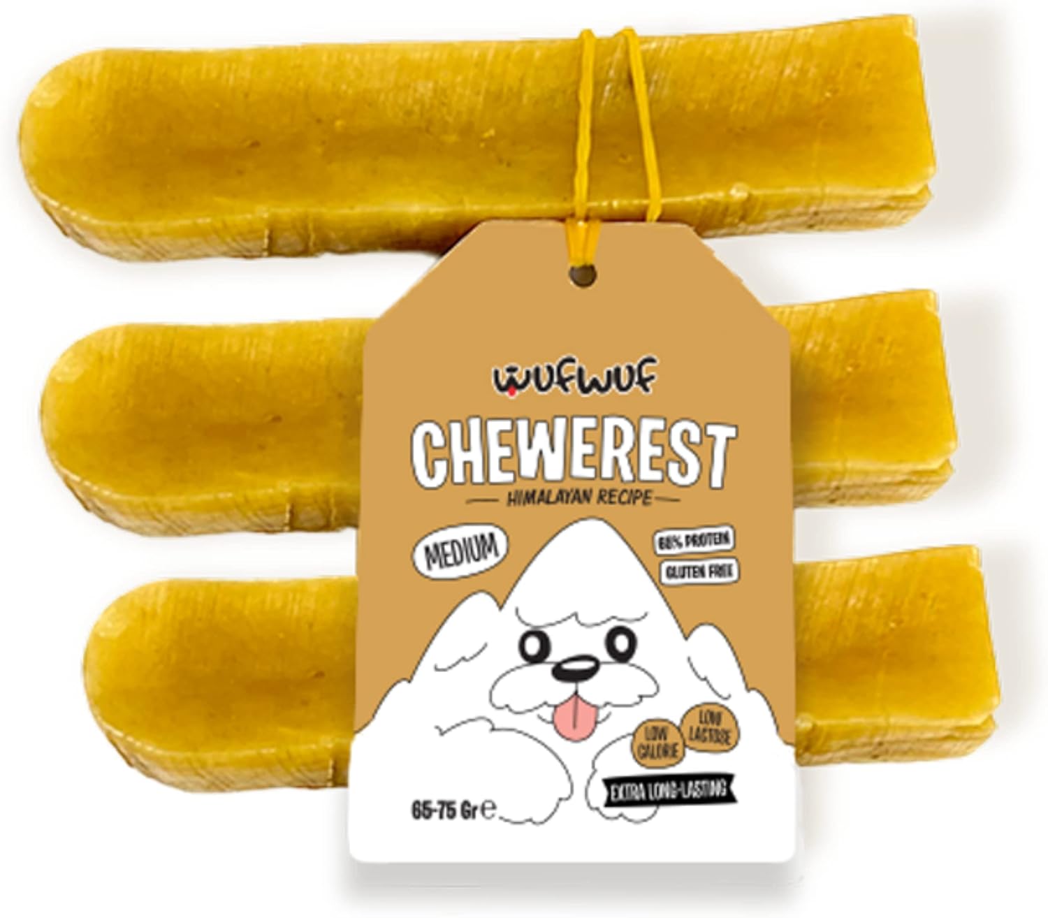 Wufwuf Chewerest Extra LongLasting Yak Chew Sticks for Dogs (Medium