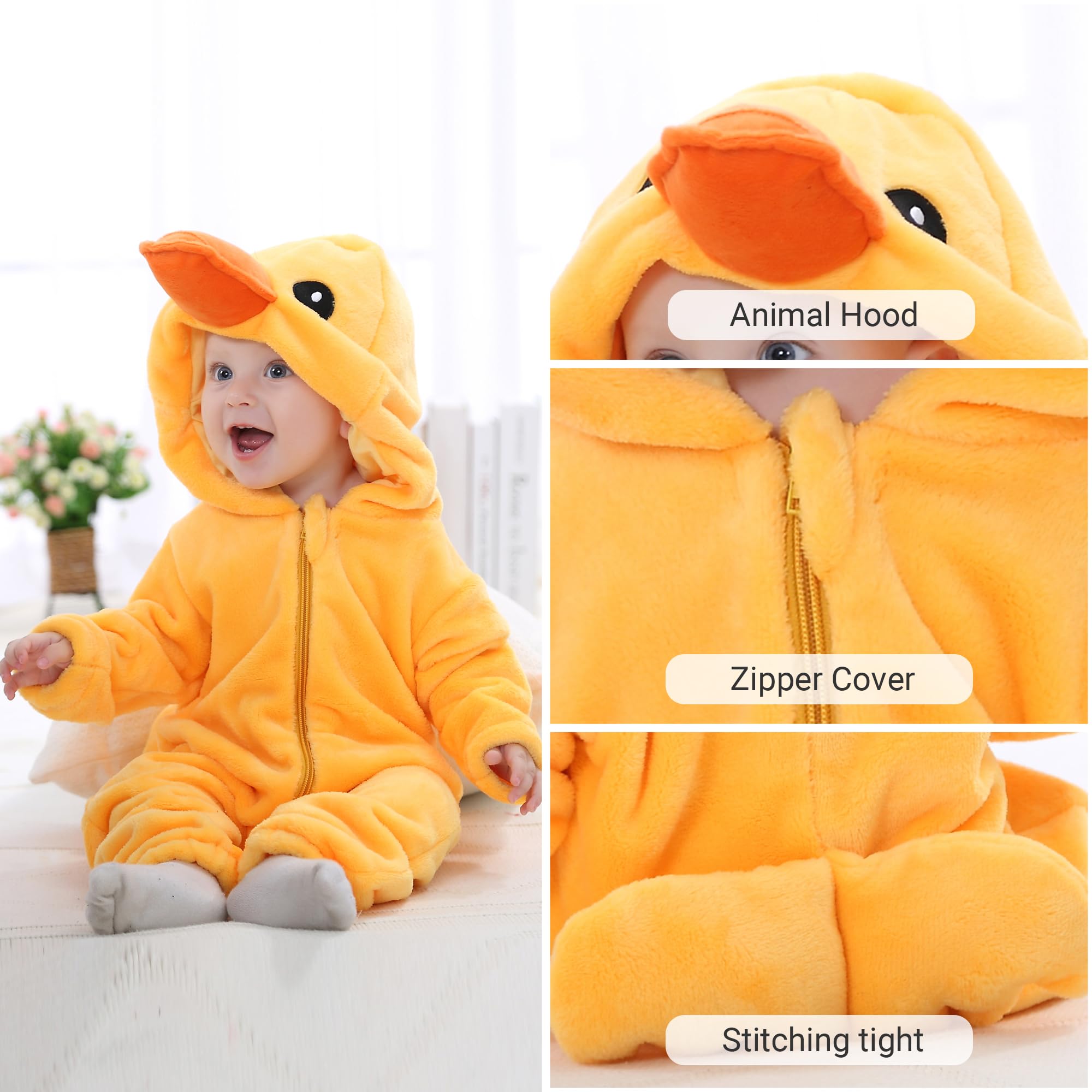 HAHASHOW Unisexo Mono De Bebé Recién Nacido Franela Encapuchada Mameluco Niños 70-120 Meses Animal Hallowen Partidos Fraces