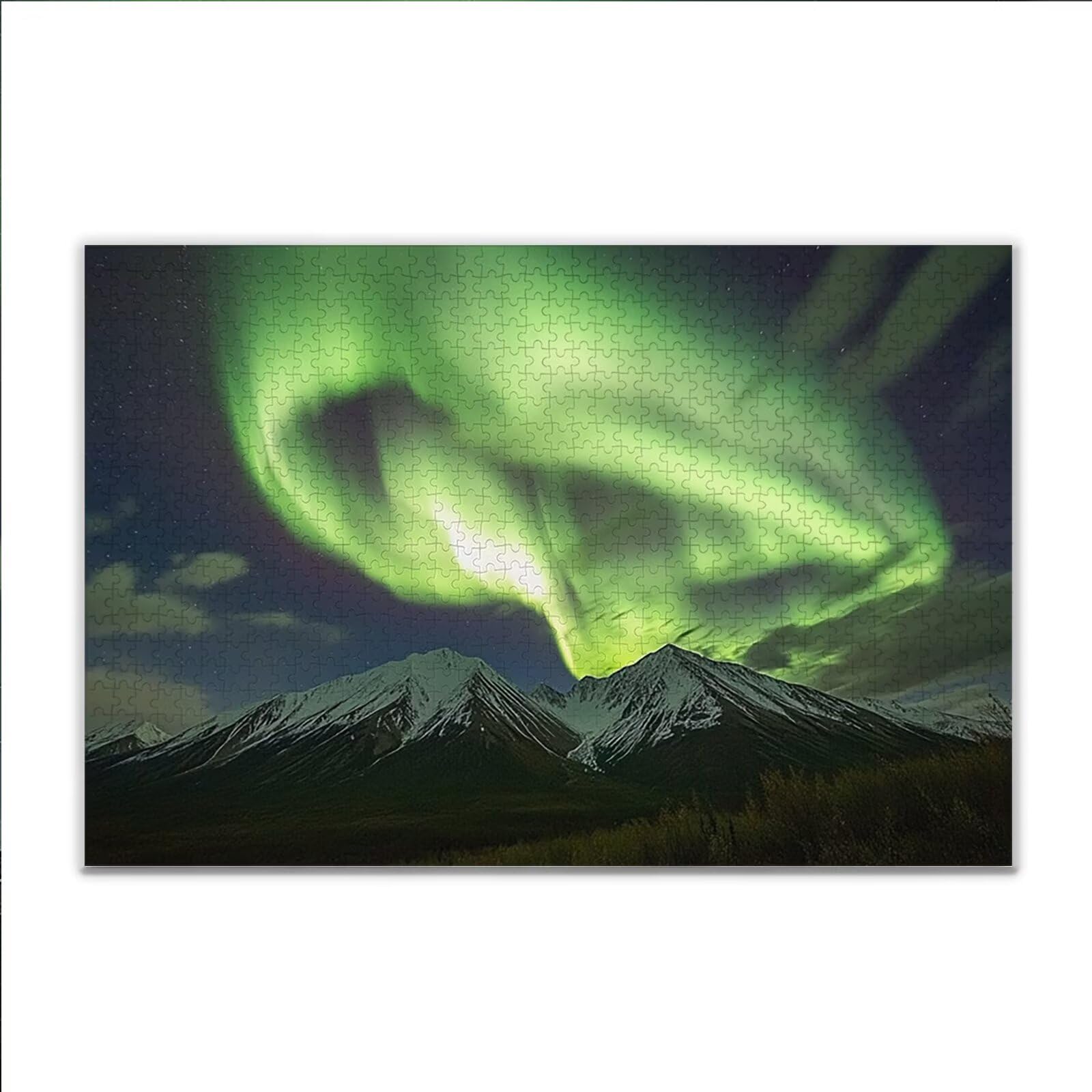 Puzzle 2000 Piezas Adultos Puzzle Aurora Montaña Rompecabezas Adultos XXL 100 x 70cm, Impossible Rompecabezas, Jigsaw Arte Juego Educa Familiar Aliviar El Estrés, Regalos para Hombres y Mujeres D-1