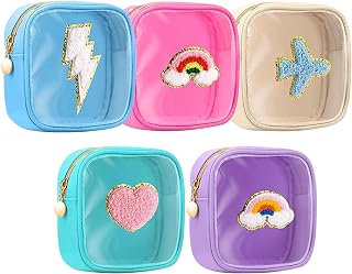 Christmas Makeup Bag - 5 Piece Cosmetic Pouch Set Travel Storage | Waterproof Nylon with Zipper Closure, Portable Toiletry Organizer, Makeup Storage for Lipstick Shampoo Jewelry Vacation Bathroom