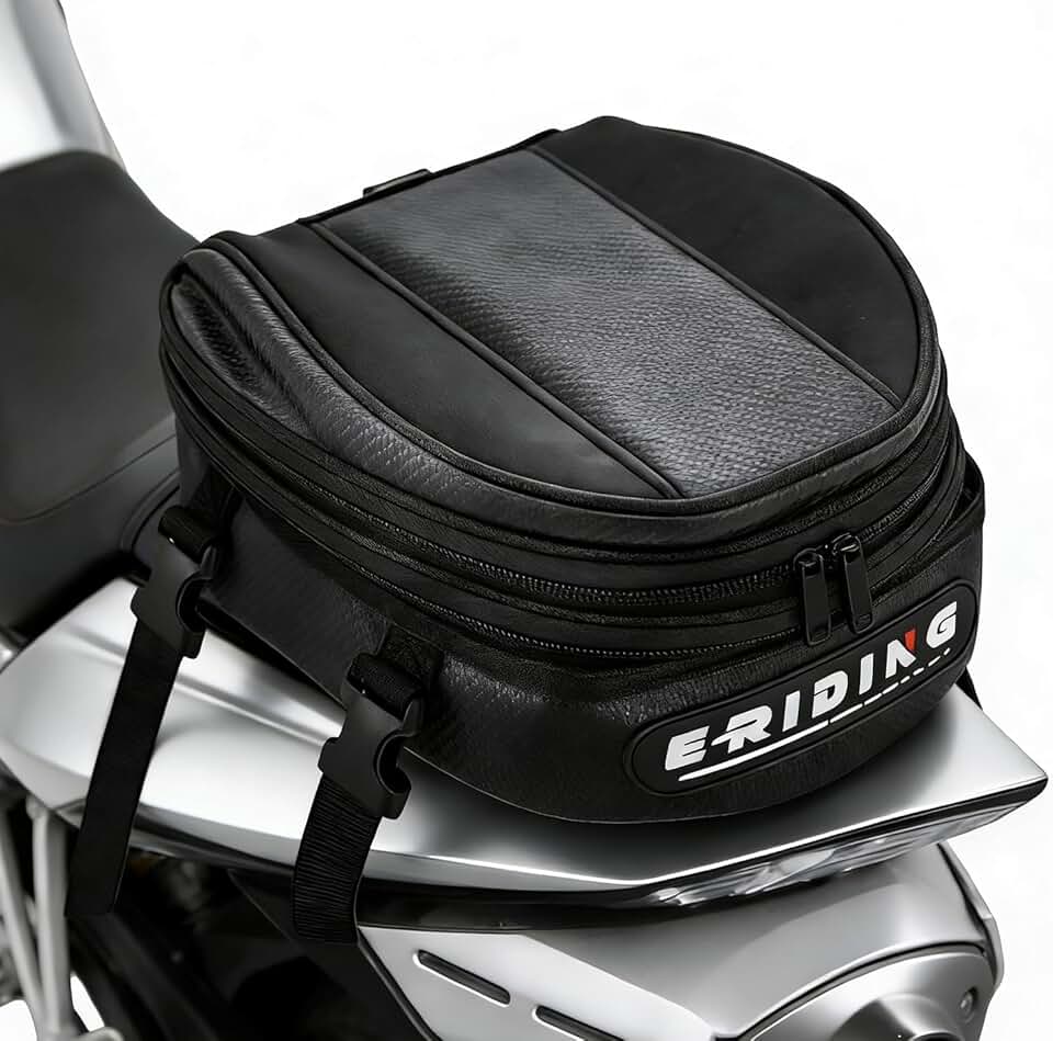 Mochila de motocicleta à prova d 'água Mochila de sela Motocicleta Mochila à prova d'água Bolsas de bagagem expansível Mochila PU 7,5L-10L Capacidade para ajuste universal