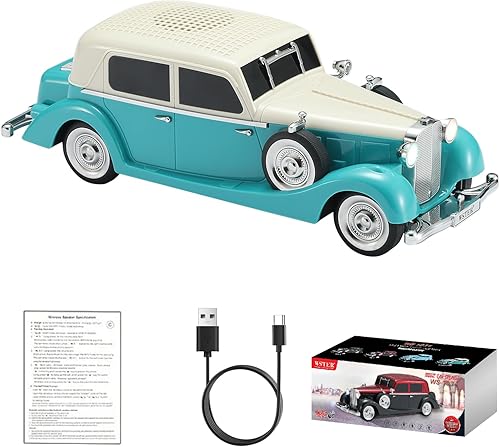 WS-1934 Retro Classic Car Bluetooth Replica Altavoz  Sonido HD inalámbrico con radio FM, TWS estéreo, luces LED de fiesta, micrófono integrado