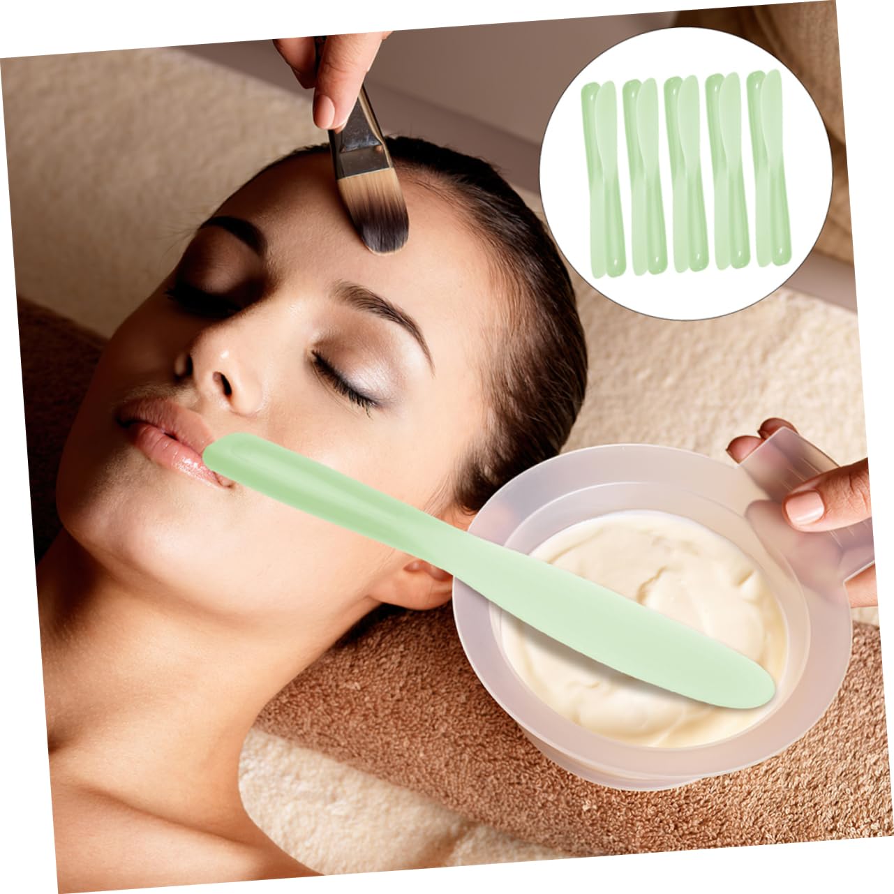 4 Juegos Palo De Máscara Productos Espátulas Cosméticas Minimaquillaje Hacer Producto De Maquillaje Utensilio Primicia Cosmética Green Gel De Sílice Reutilizable 20 Piezas * 4 Beaupretty