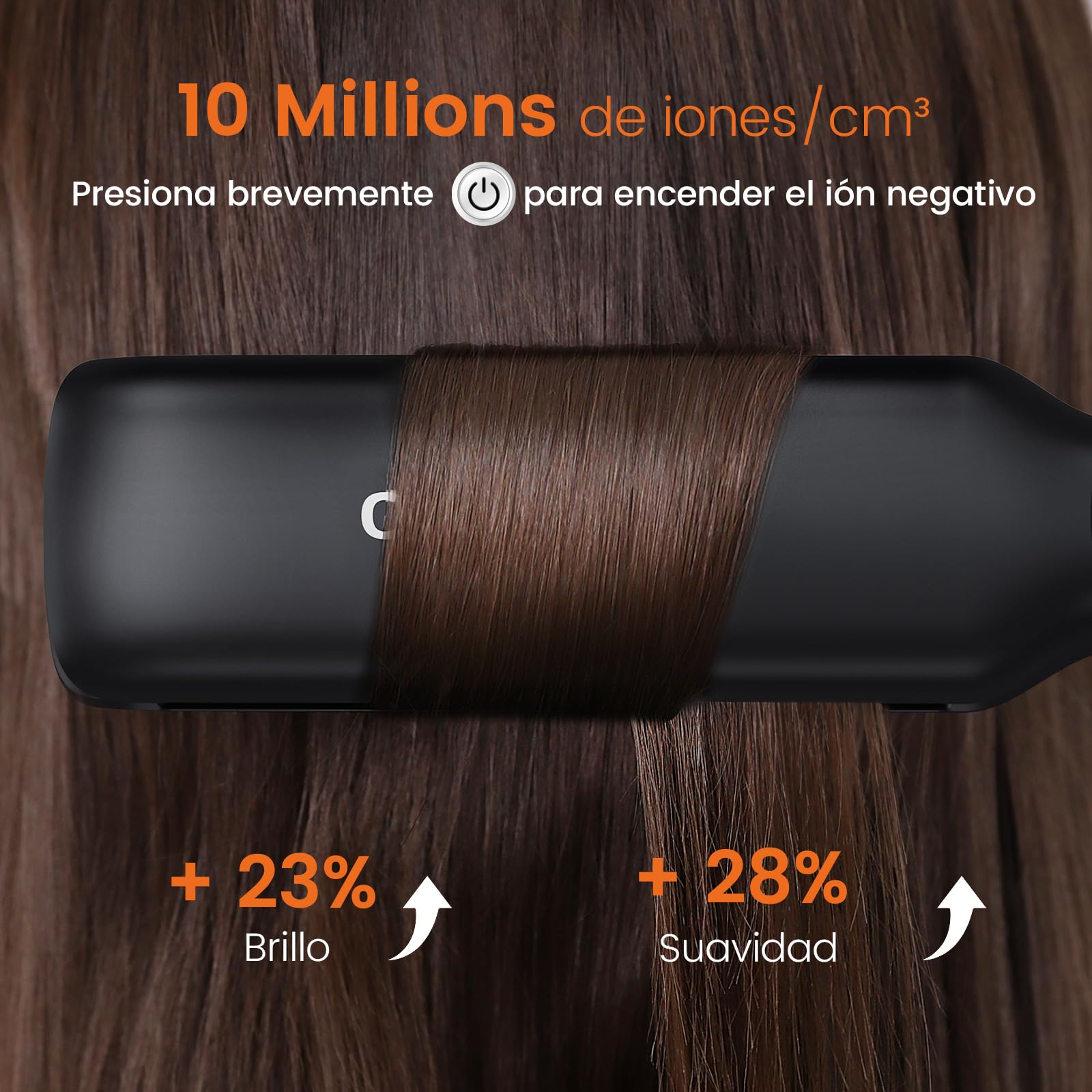 Faszin Plancha de Pelo con Placa de 42 mm de Ancho, Plancha de Titanio con Iones Negativos, Pantalla LED, Calentamiento Rápido de 30 s, Temperatura Ajustable de 11 Niveles (130-230 ℃) - Negro