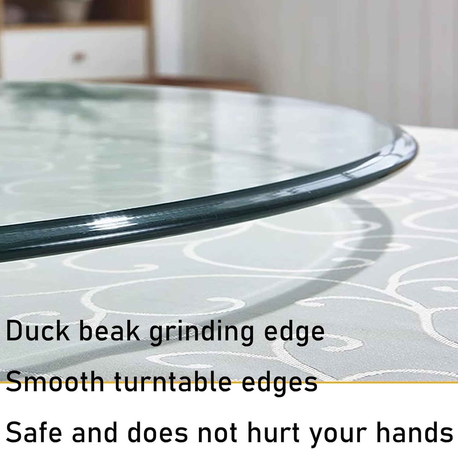 HJXGQJM Clear Glass Table Top Round，Outdoor Patio Round Glass Table Top Transparent, Tempered Glass Table Top with Rounded Edge, for Kitchen Dining Tables Or Coffee Table(85CM(34INCH))