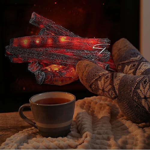 Miniatura 5 de Tuanse Luz de tronco de chimenea sin llama, llama falsa de fuego, decoración de campamento, chimenea sin llama, luz LED, tronco de fuego falso para